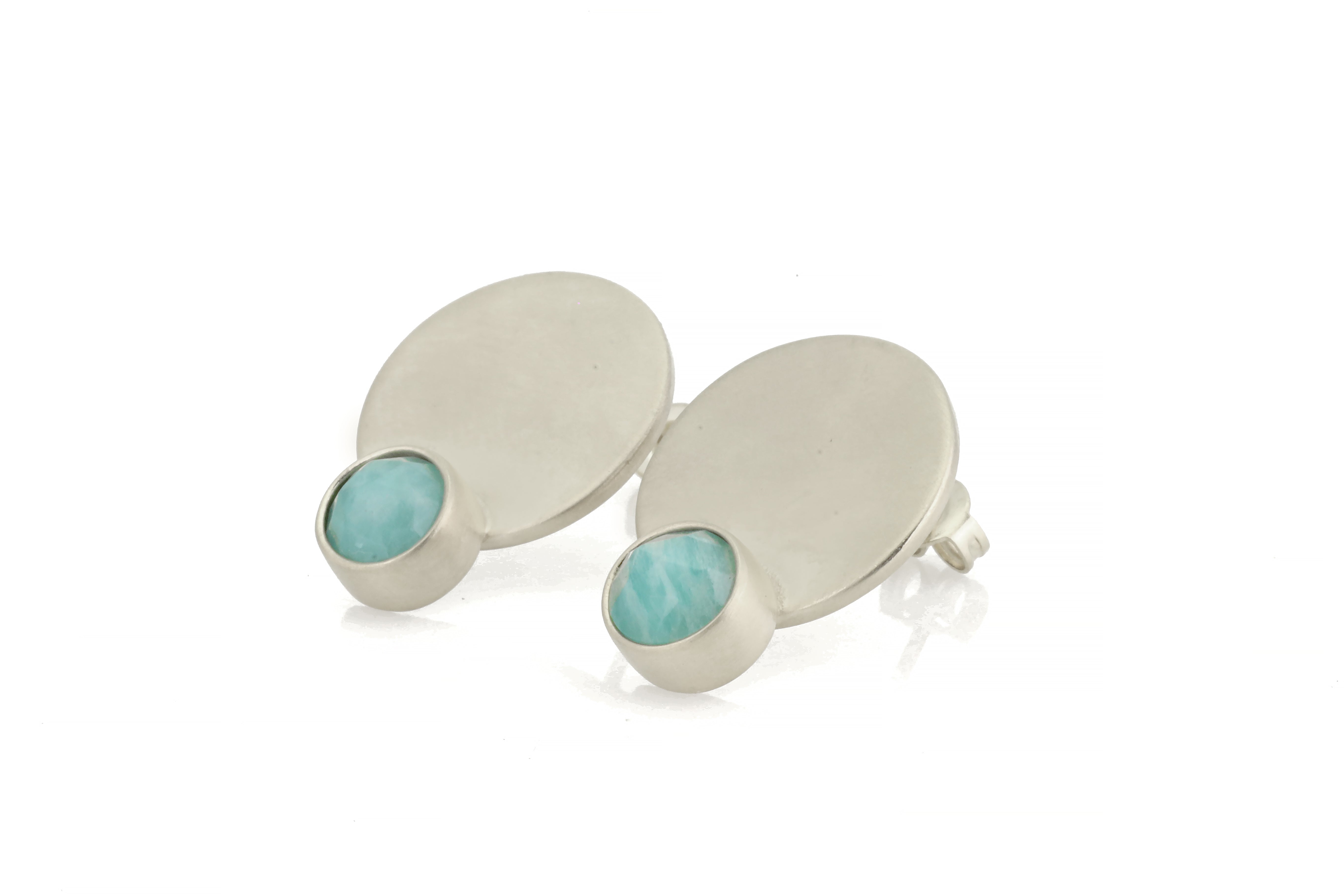 Gold Amazonite Bezel Set Gold Stud Earrings Earrings Anemone Limited