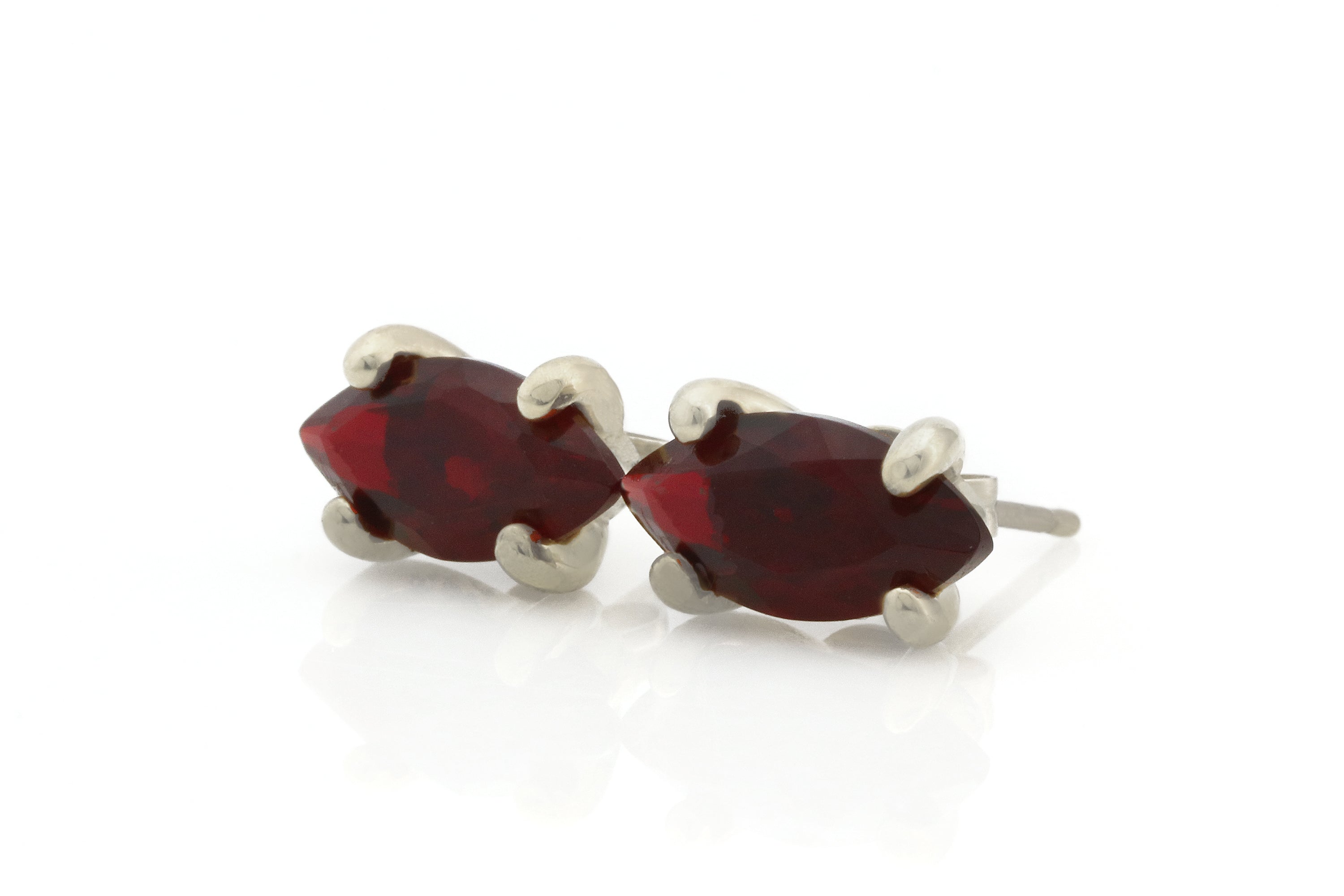 Exquisite Garnet Stud Earrings in Gold Earrings Anemone Unique