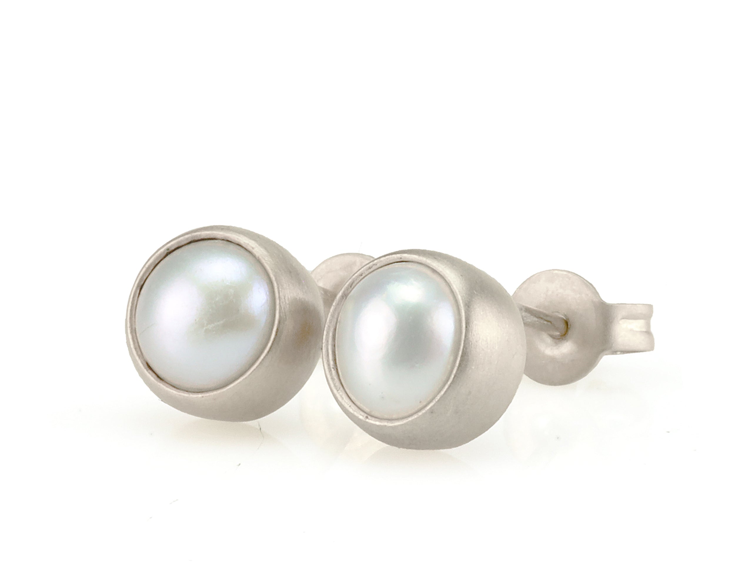 Gold White Pearl 6mm Stud Gold Earrings Earrings Anemone Limited