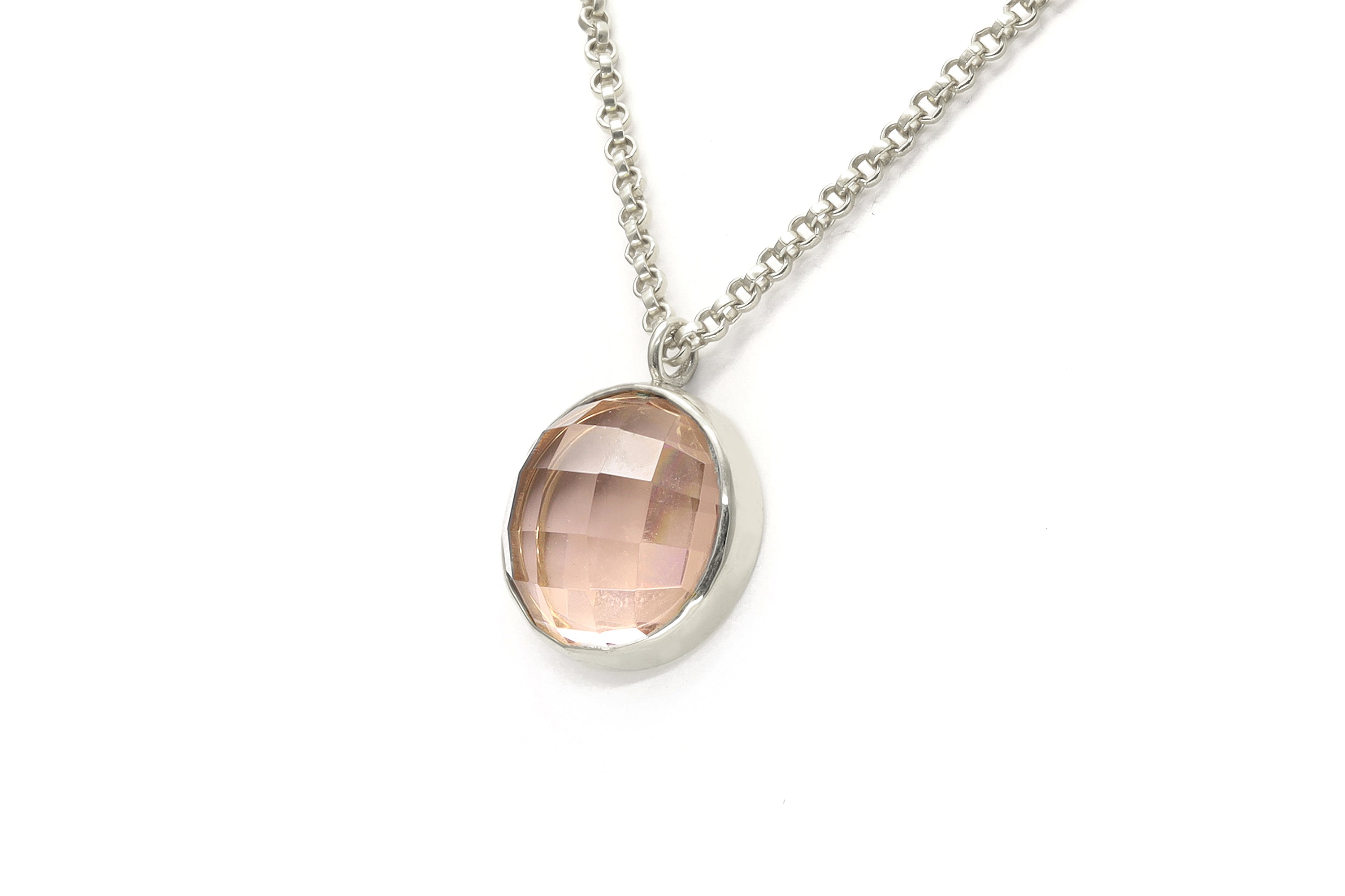 Self-Love Rose Quartz Gold Bezel Set Long Pendant Necklace necklaces Anemone Limited