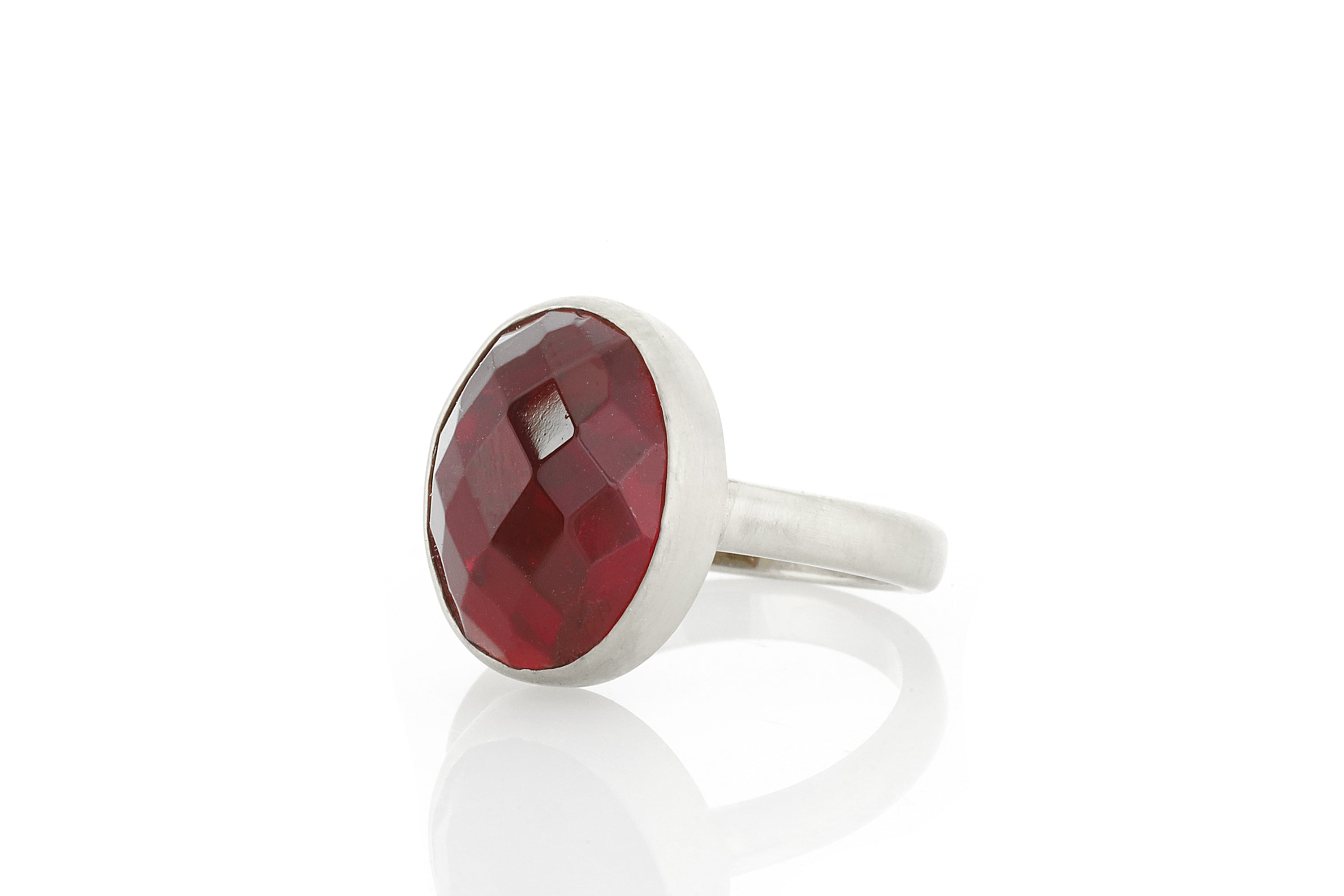 Oval Cut Garnet Gemstone Ring in Bezel Gold Setting Rings Anemone Limited