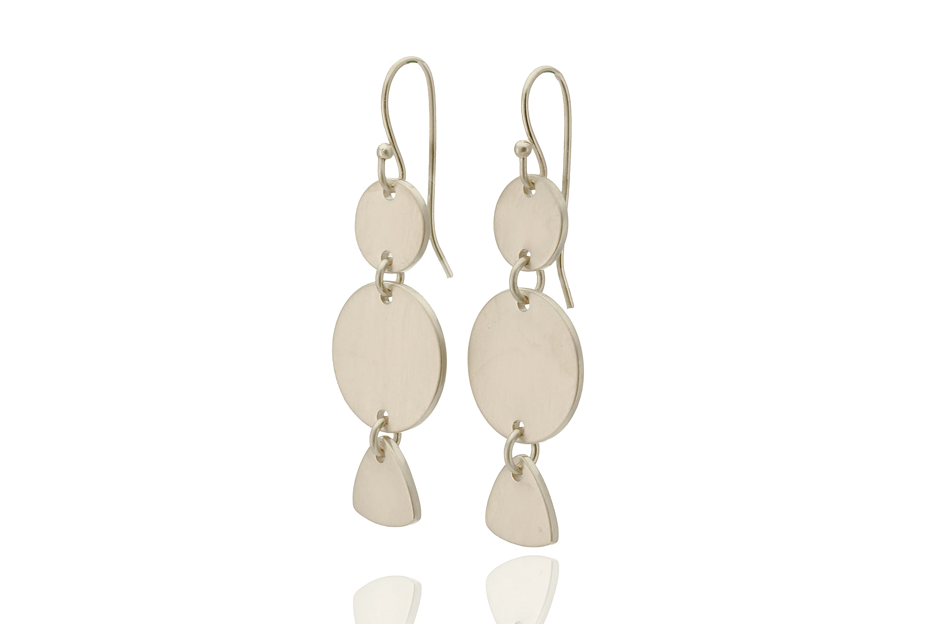 Gold Geometrical Dangle Earrings with 3 Coins Earrings Anemone Jewelry