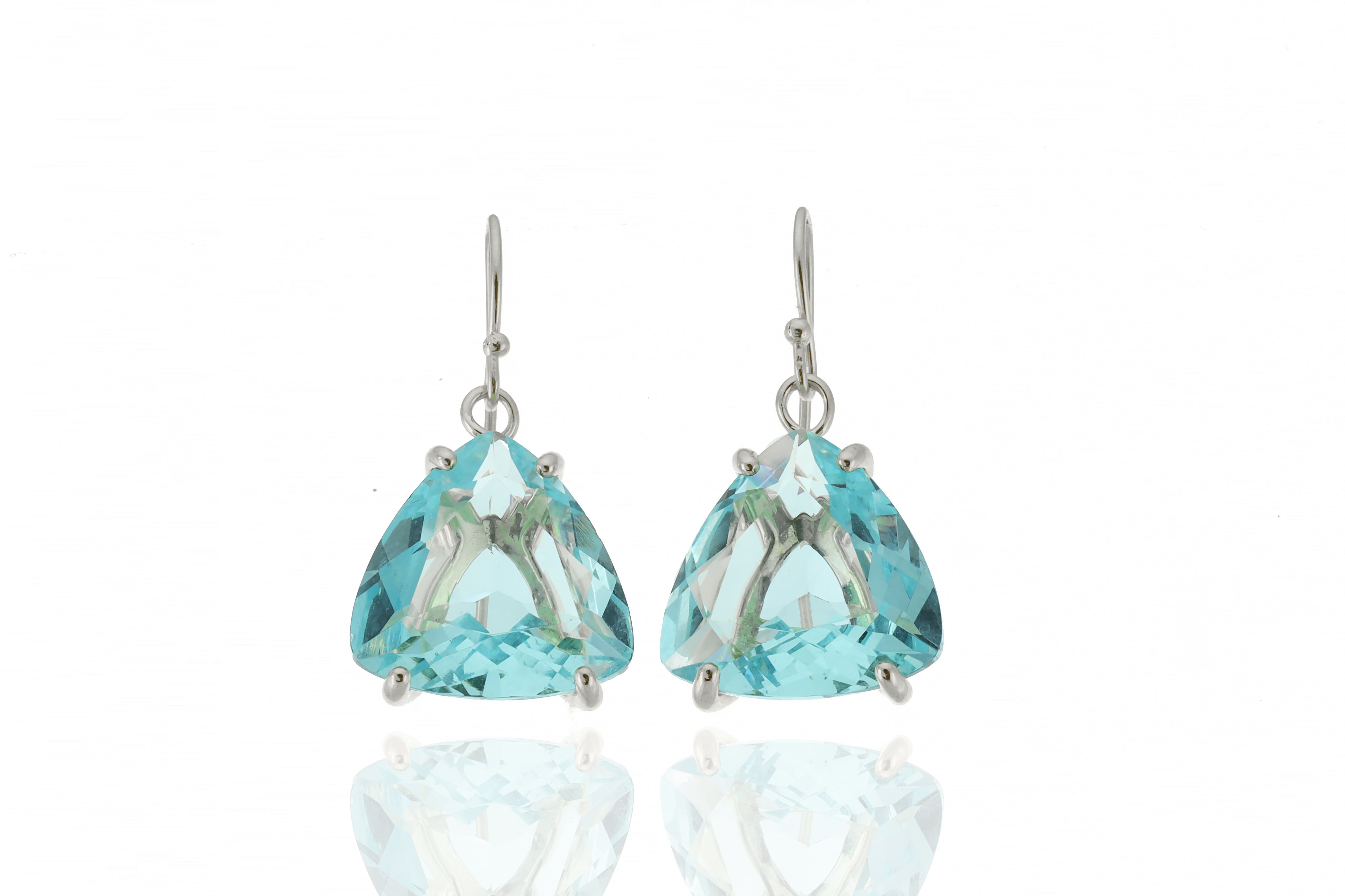 Dazzling Trillion Cut Blue Topaz Gold-Filled French Dangle Earrings Earrings Anemone Jewelry