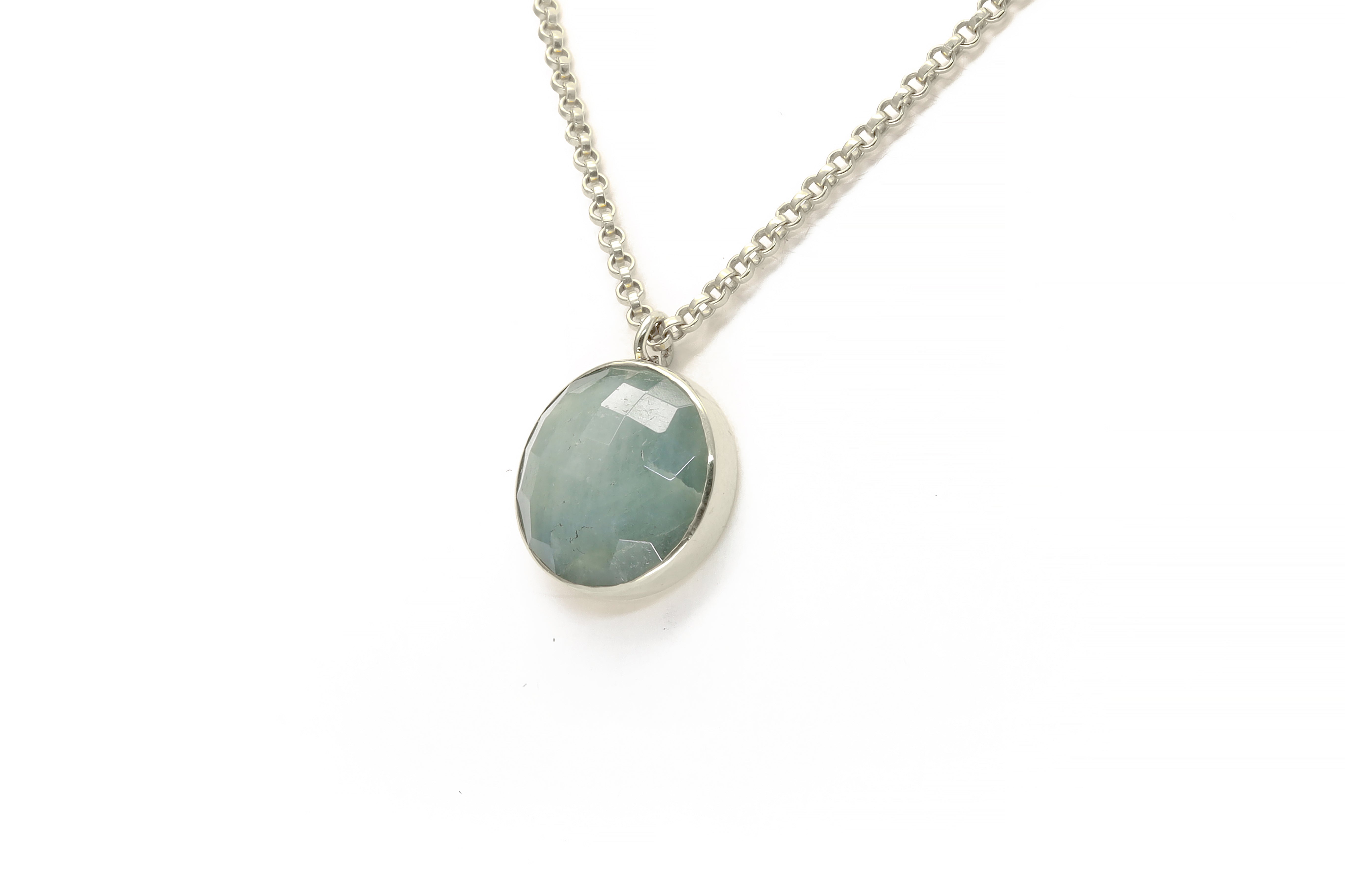 Aquamarine Gemstone Bezel Set Necklace in Gold necklaces Anemone Limited