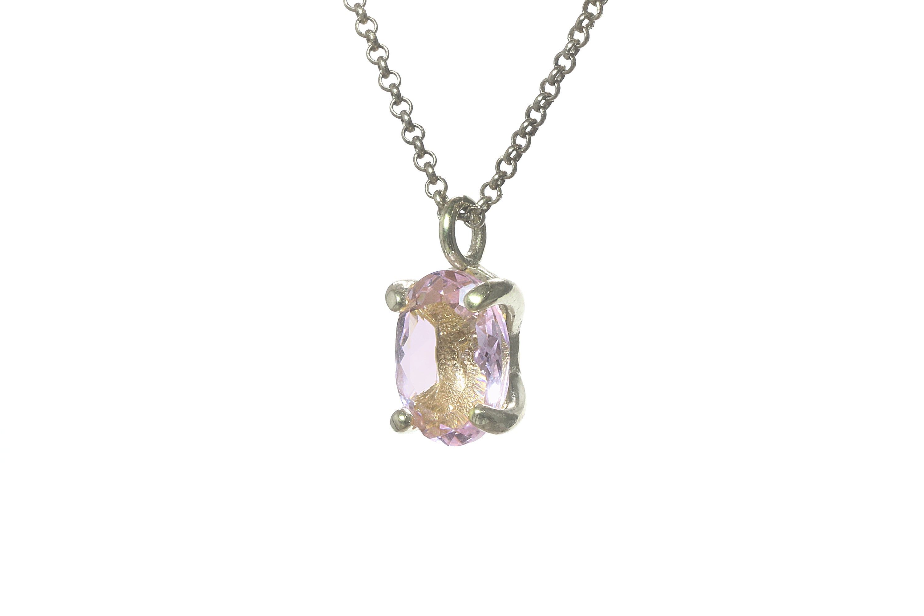 Pretty Rose Quartz Gold Crystal Necklace necklaces Anemone Unique