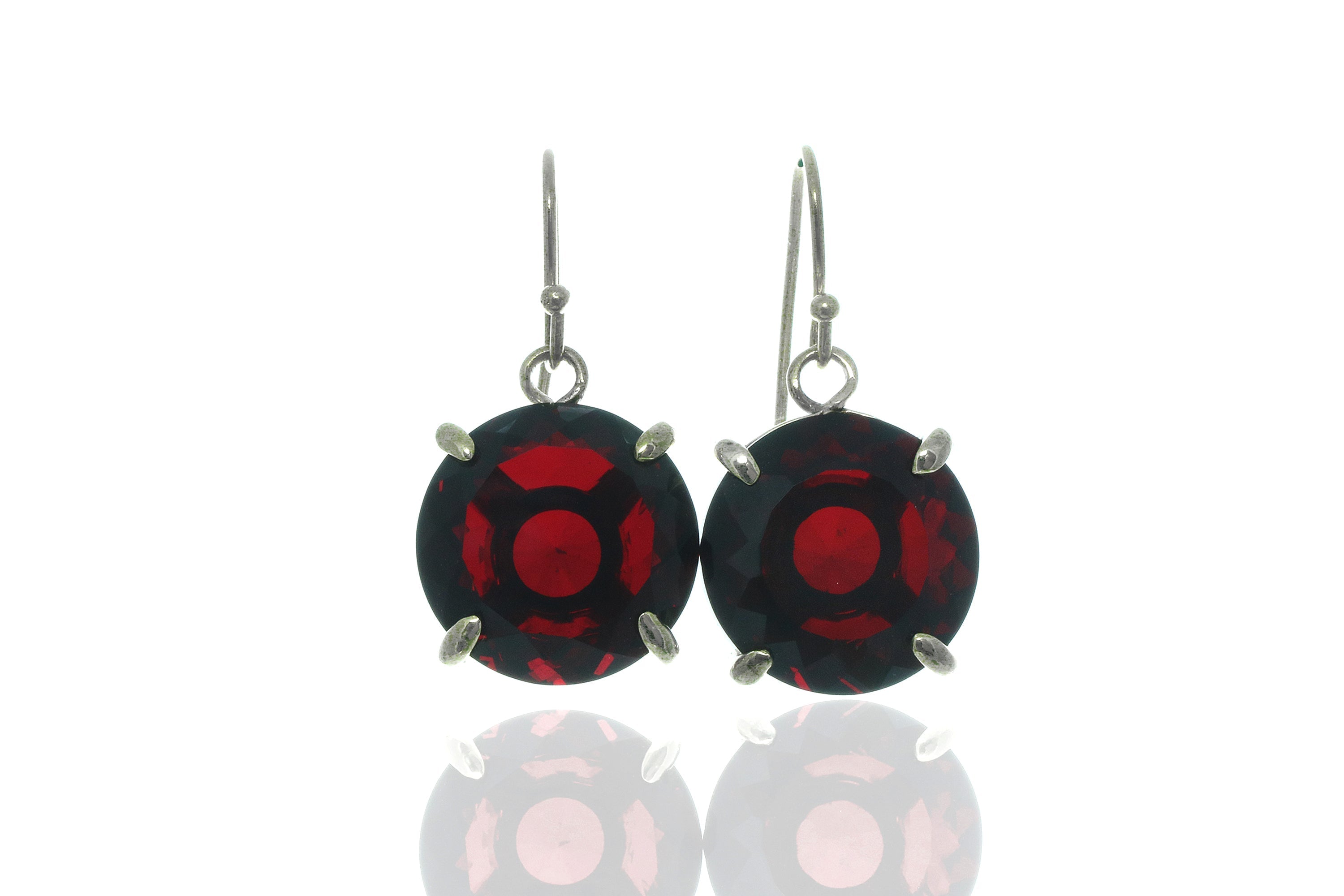 Gold Statement Earrings with Garnet Earrings Anemone Jewelry