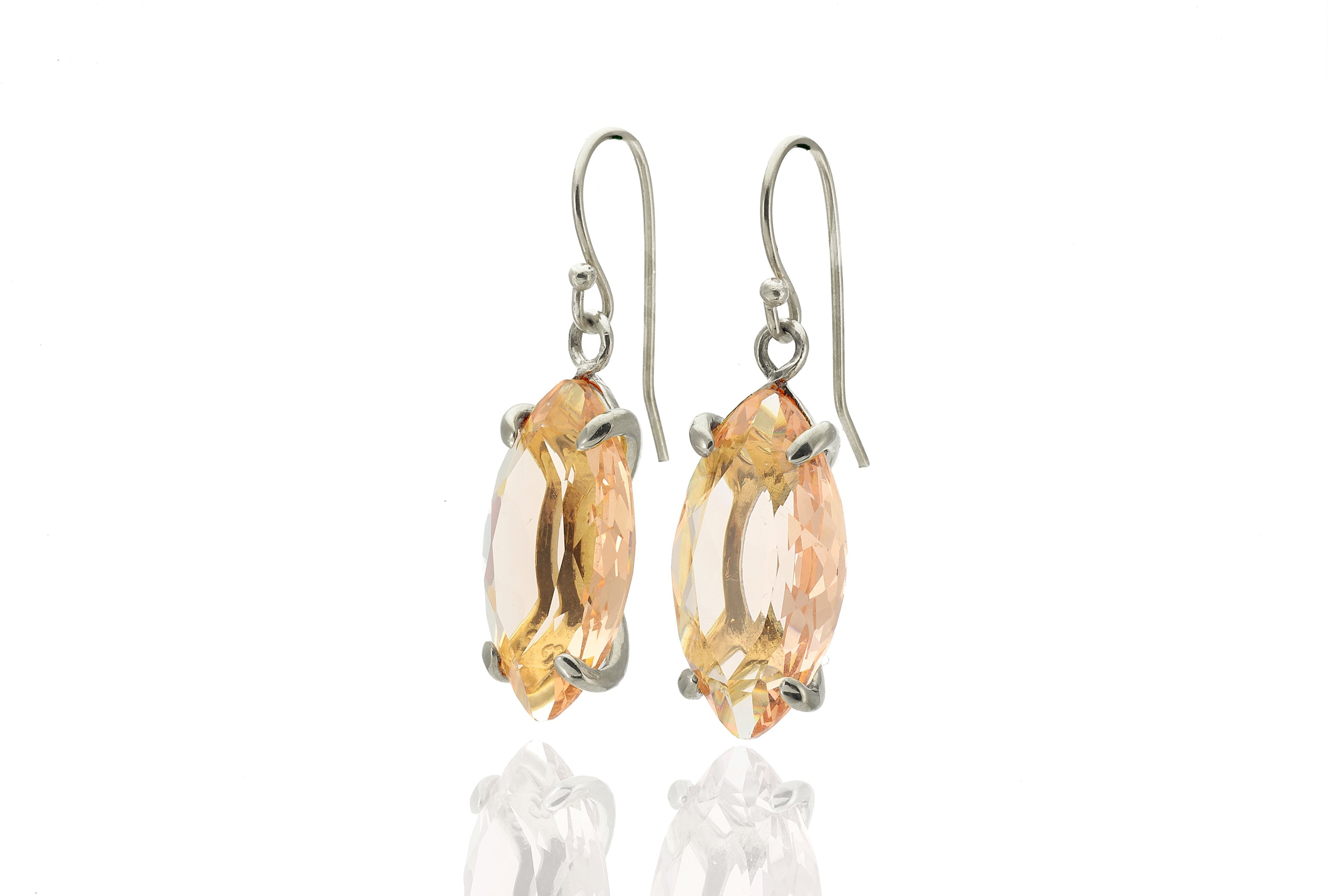 Marquise Morganite Gemstone Gold Earrings Earrings Anemone Jewelry