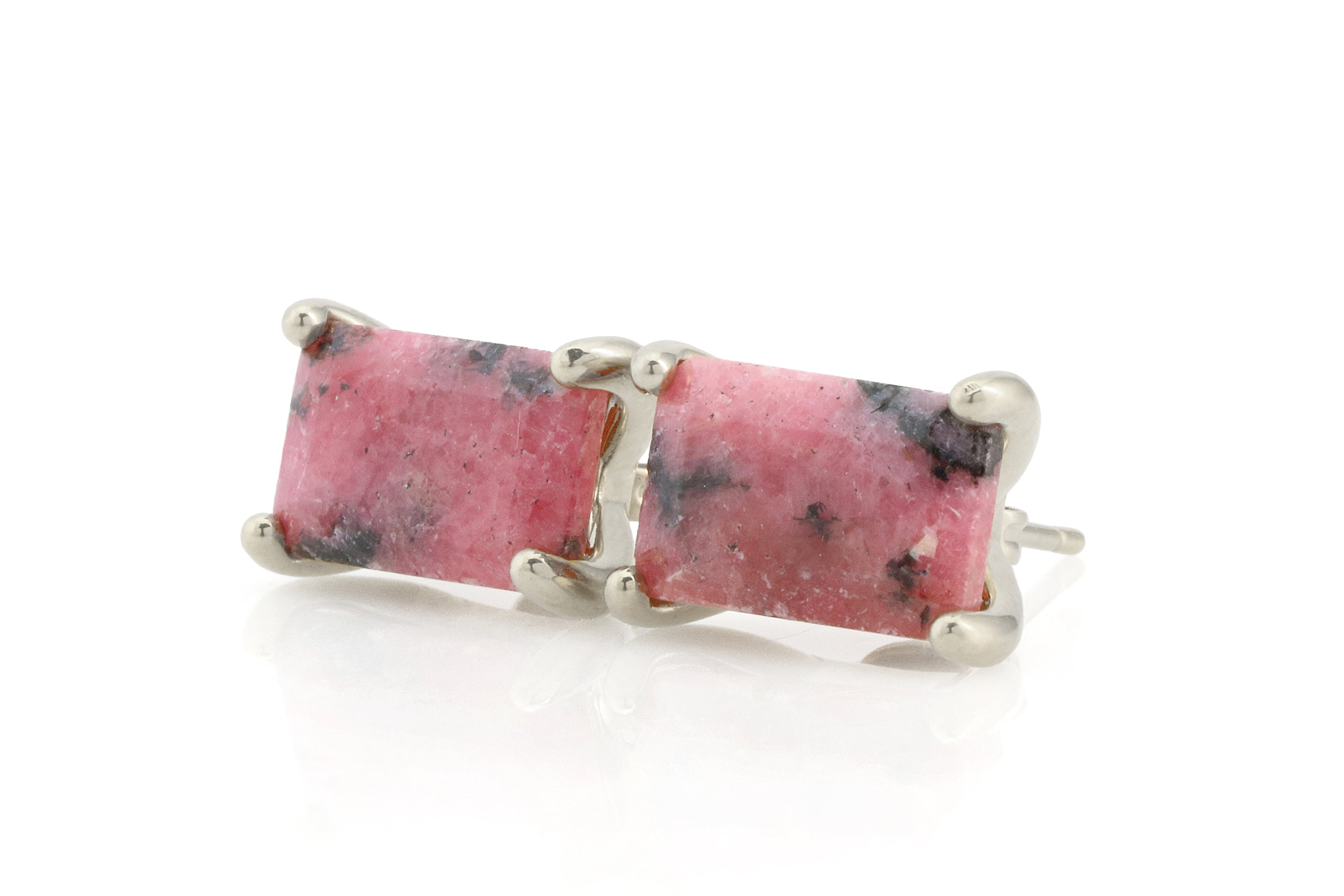 Rhodonite Crystal Earrings in Gold Earrings Anemone Unique