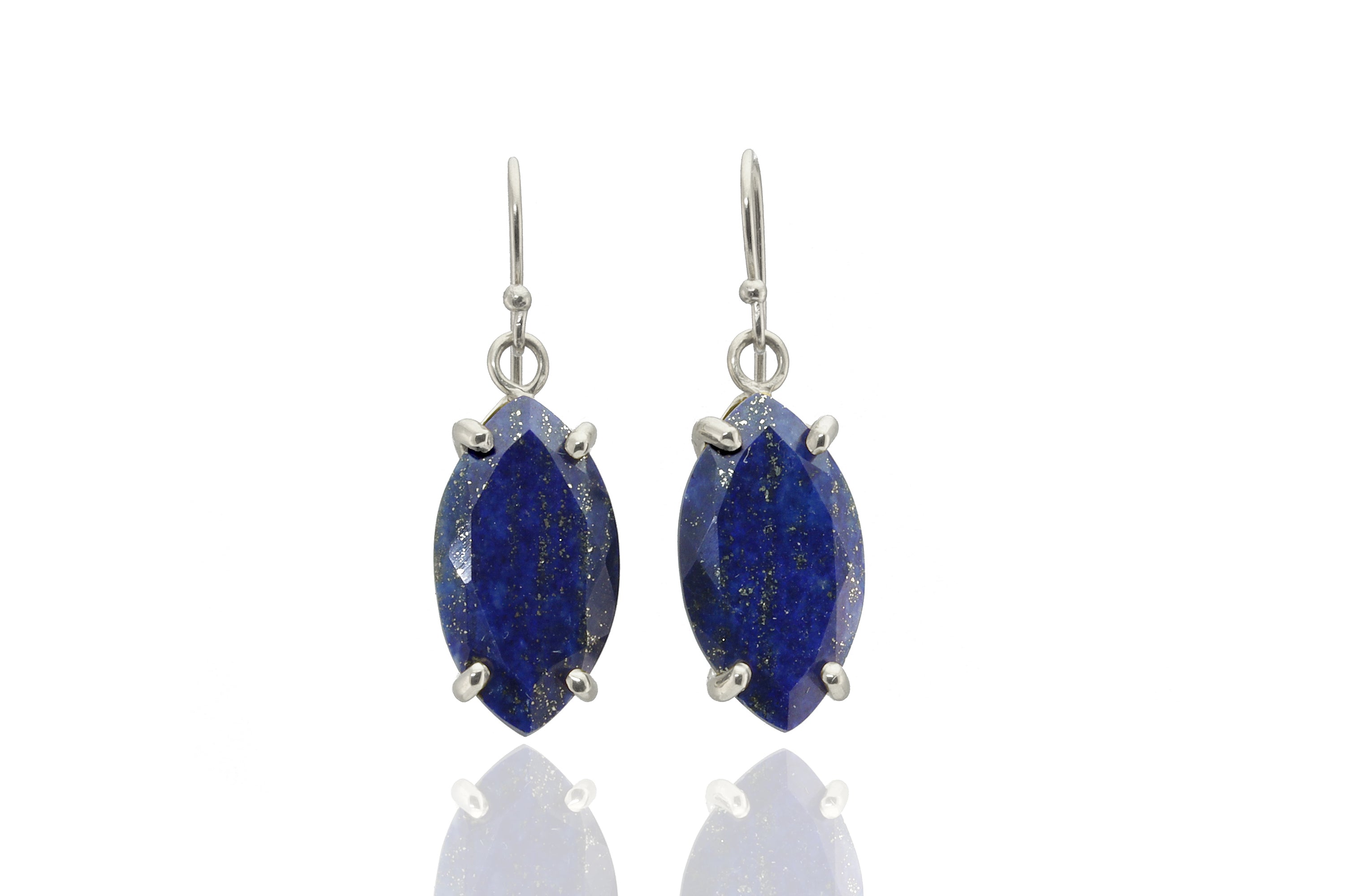 14k Gold Marquise Cut Lapis Lazuli Gemstone Earrings Earrings Anemone Jewelry