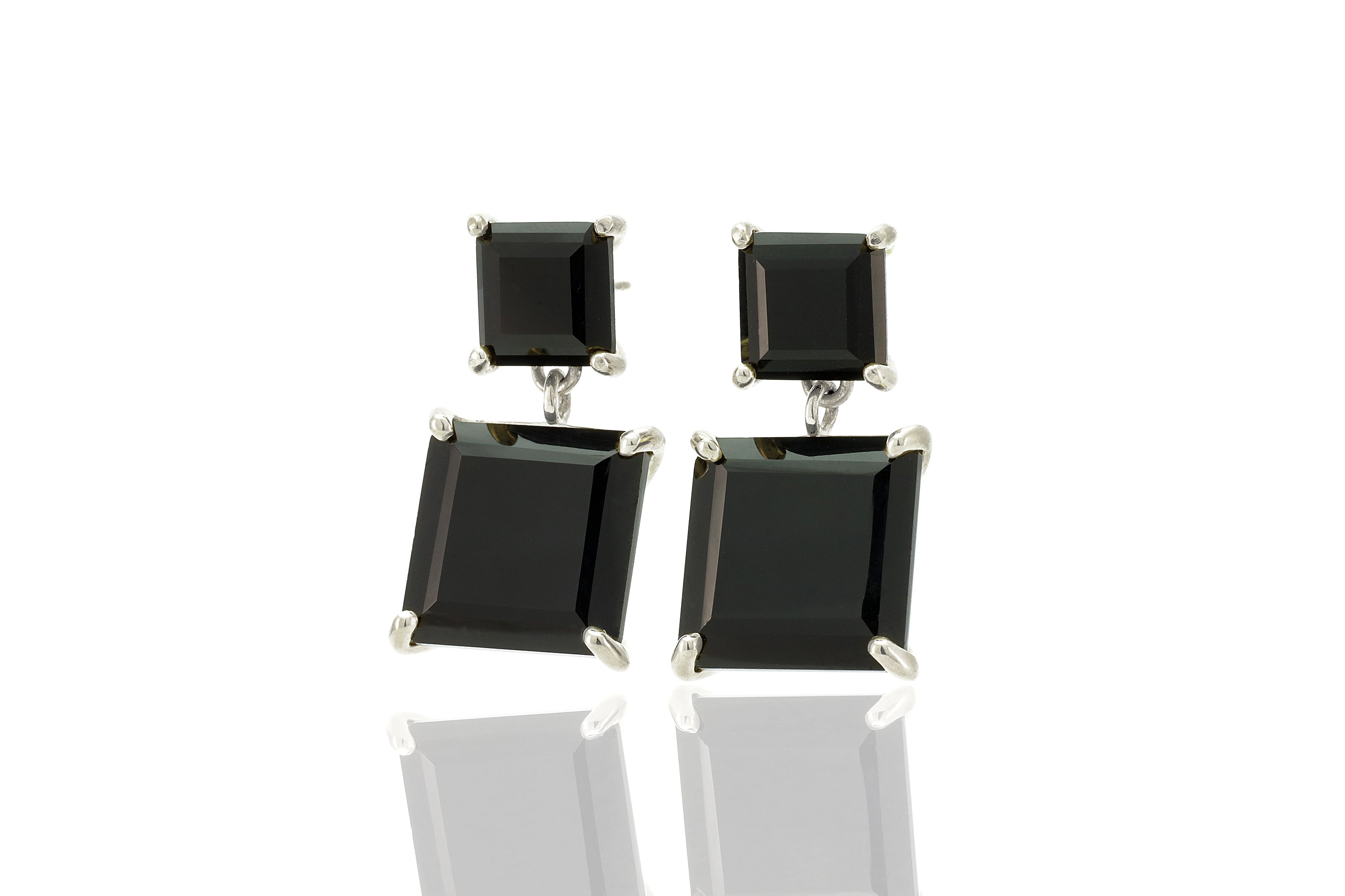 Long Black Onyx Gold Dangle Multi-Stone Earrings Earrings Anemone Jewelry