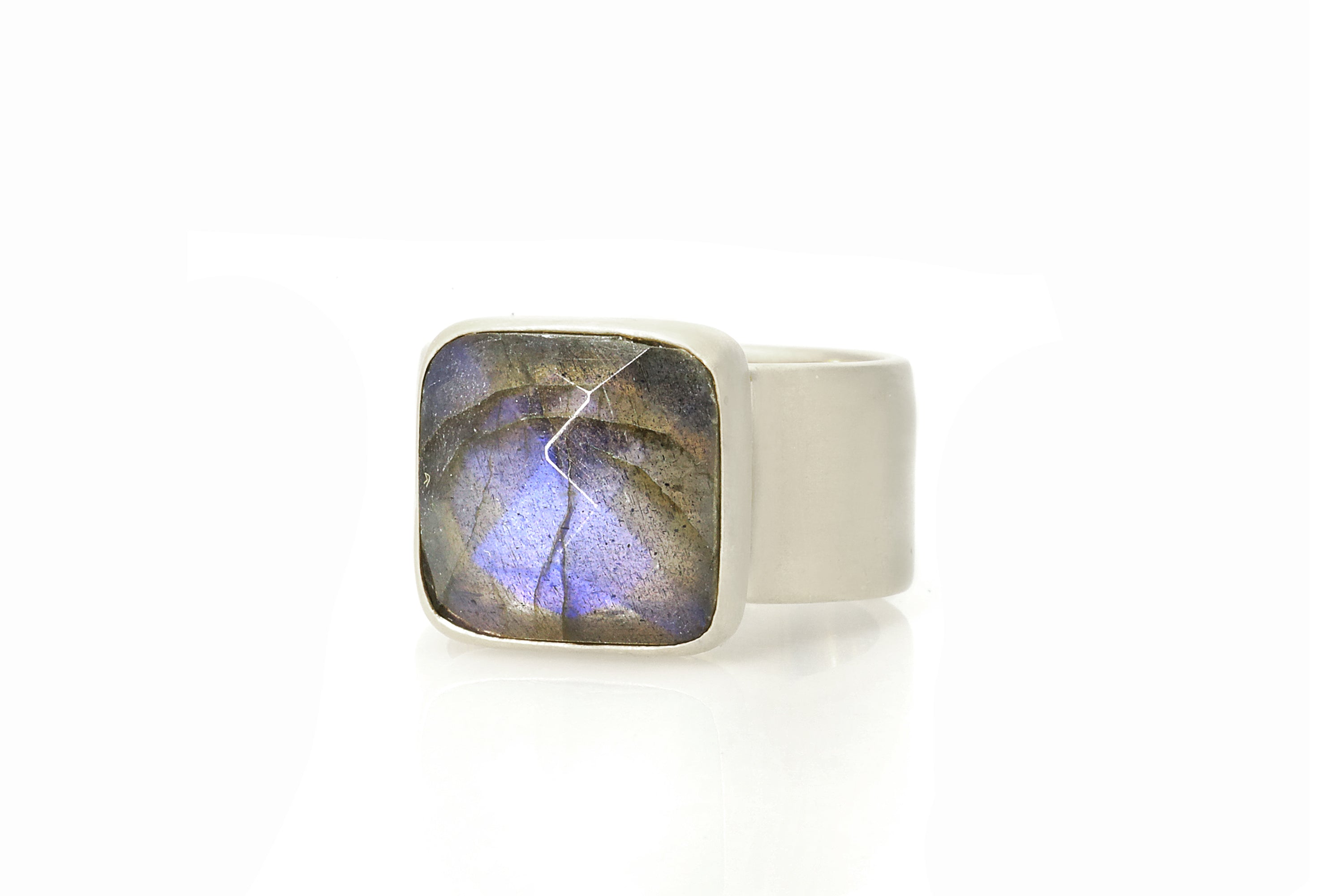 Thick Band Labradorite Square Gold Ring Rings Anemone Limited