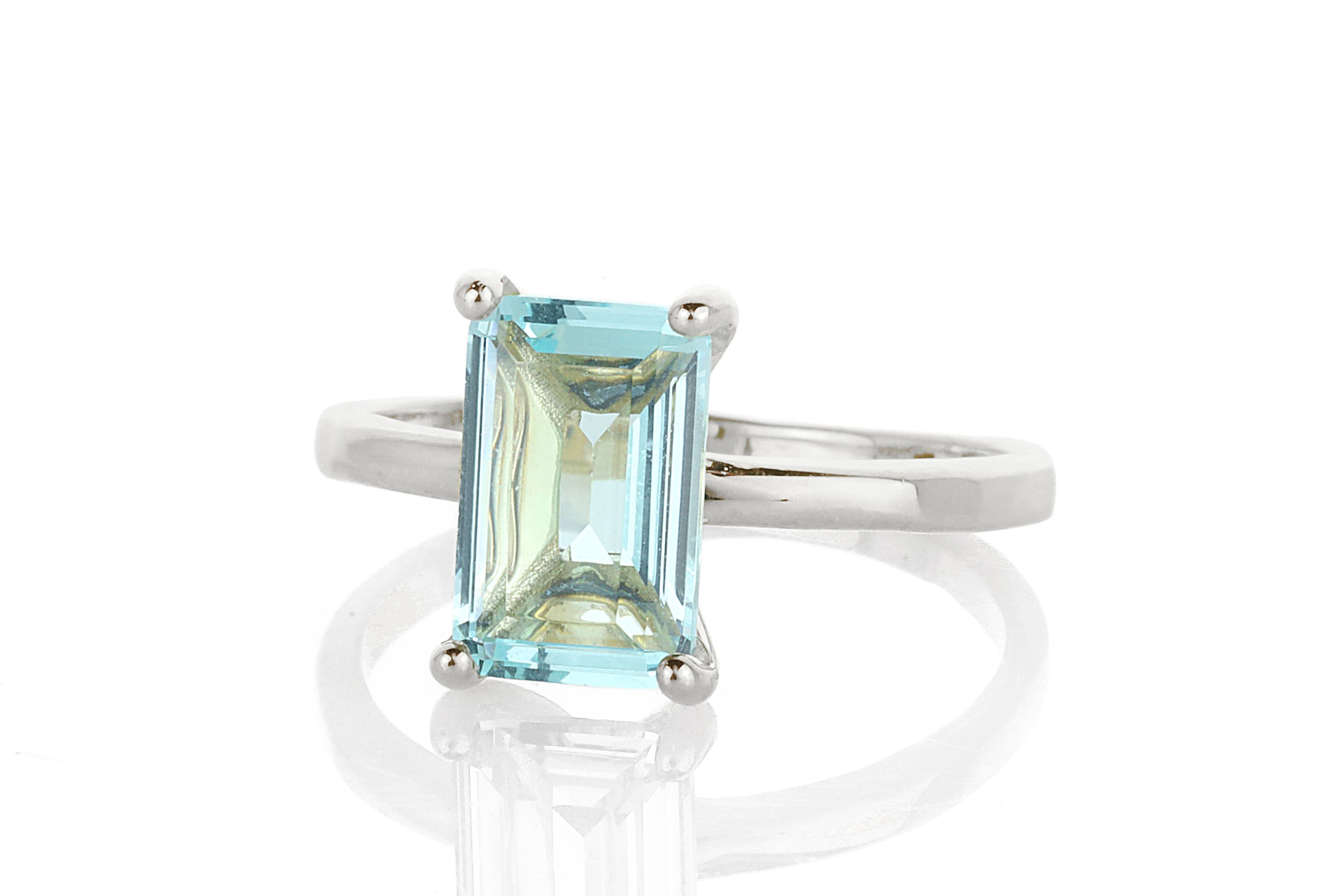 Blue Topaz Rectangle Gemstone Gold Ring Rings Anemone Unique