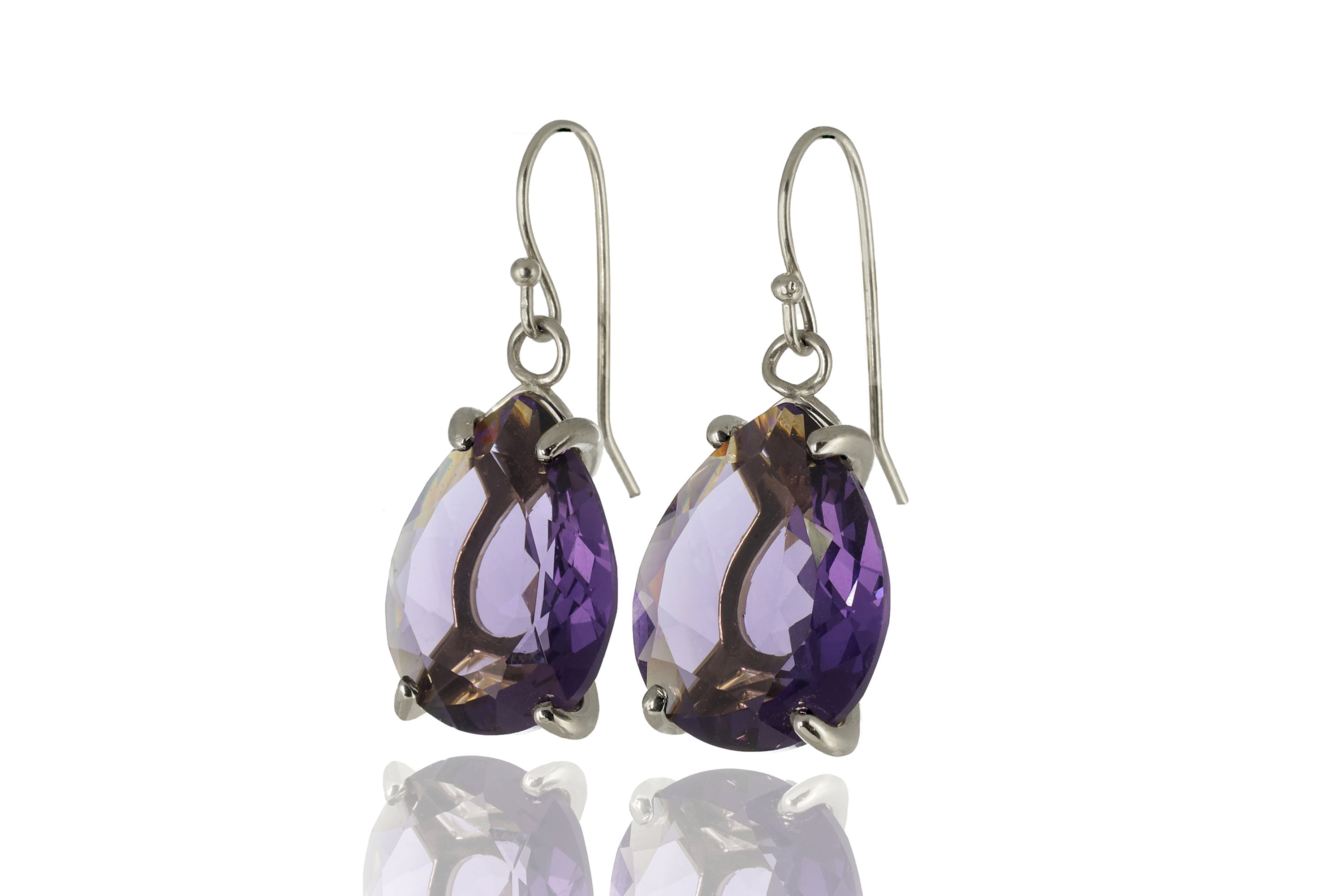 14k Gold Pear Cut Amethyst Earrings Earrings Anemone Jewelry