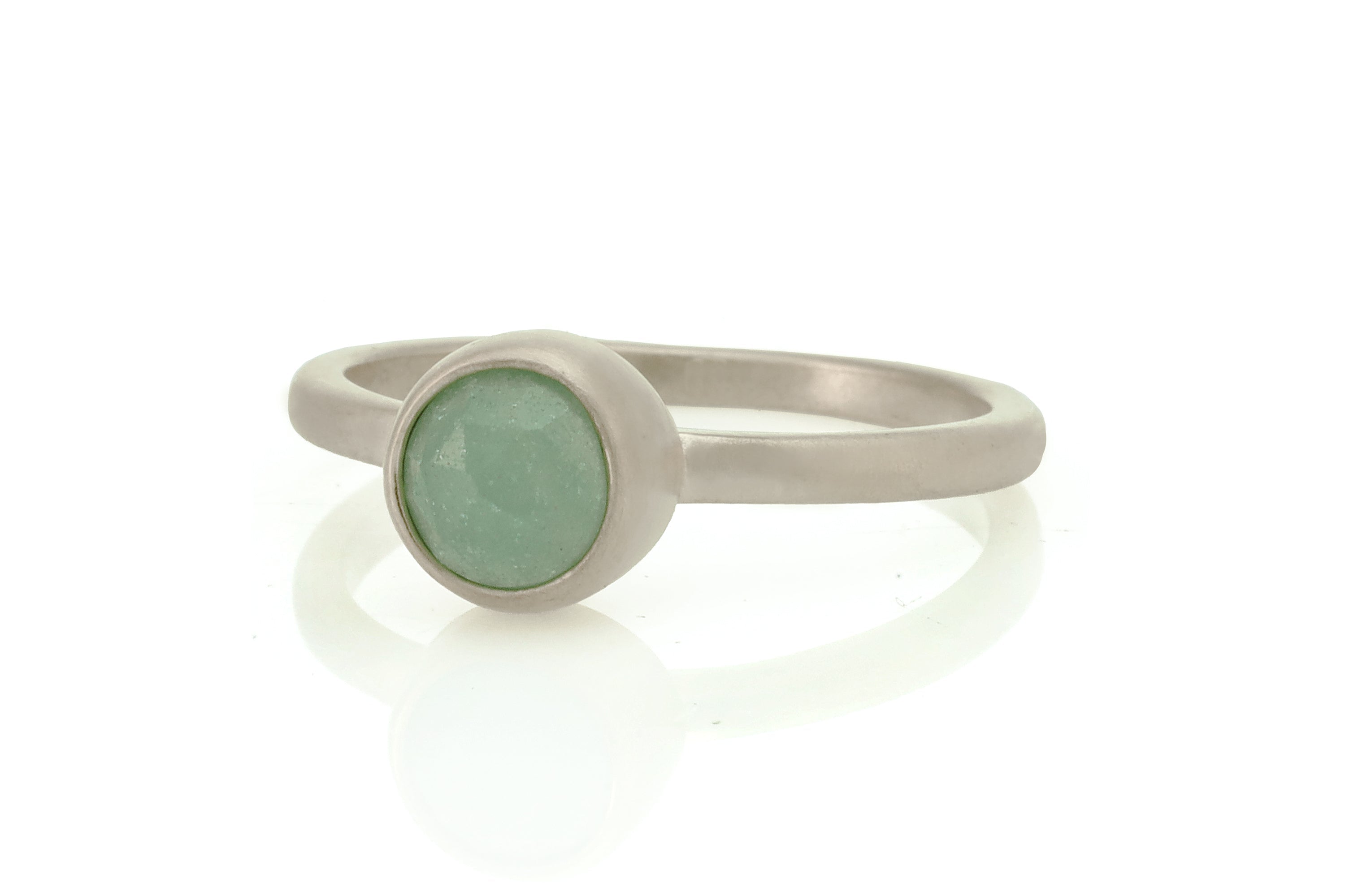 Delicate Dainty Gold Green Aventurine Round Bezel Ring Rings Anemone Limited