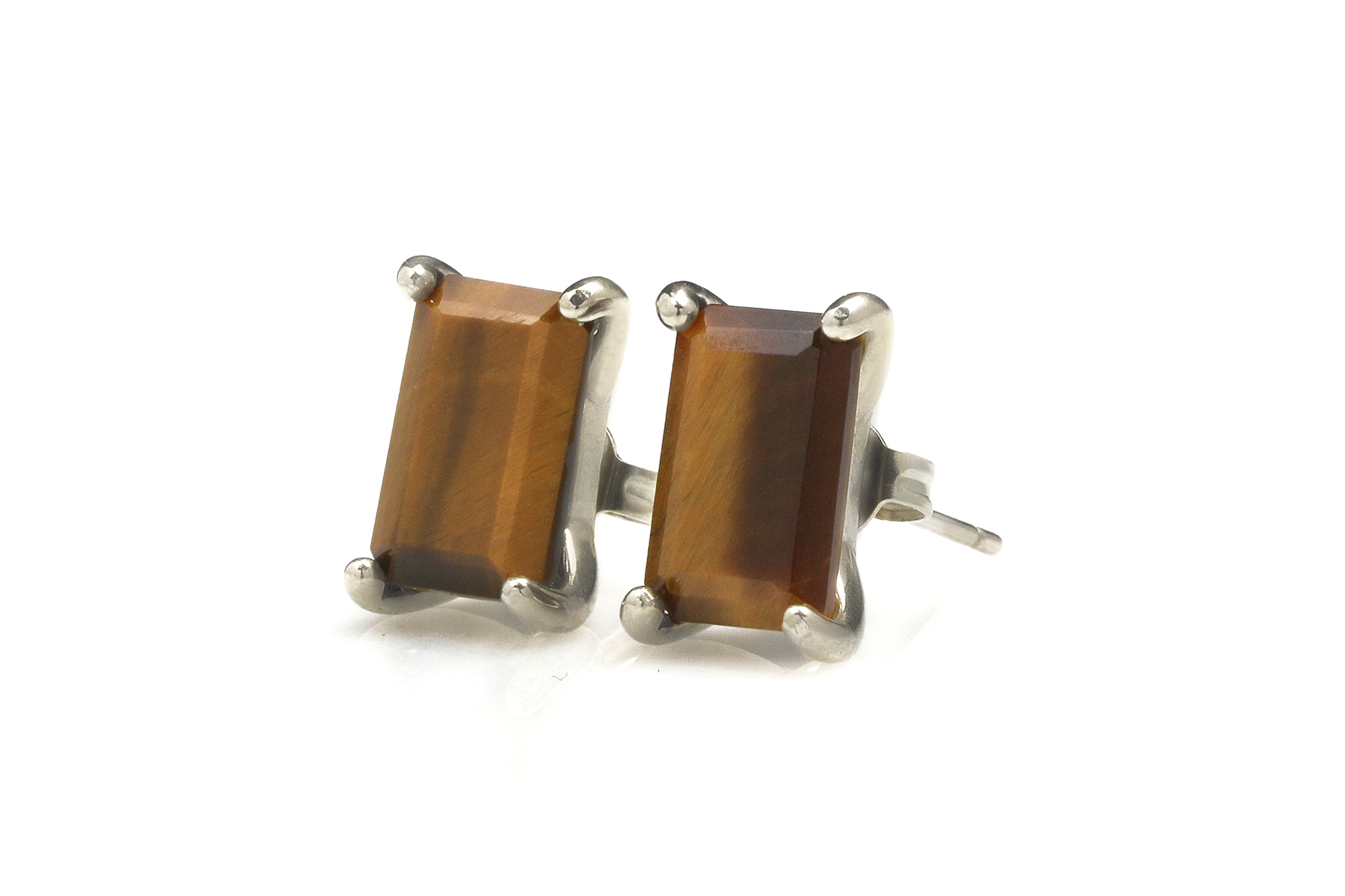 Tiger Eye Gemstone Unique Earrings in Gold Earrings Anemone Unique