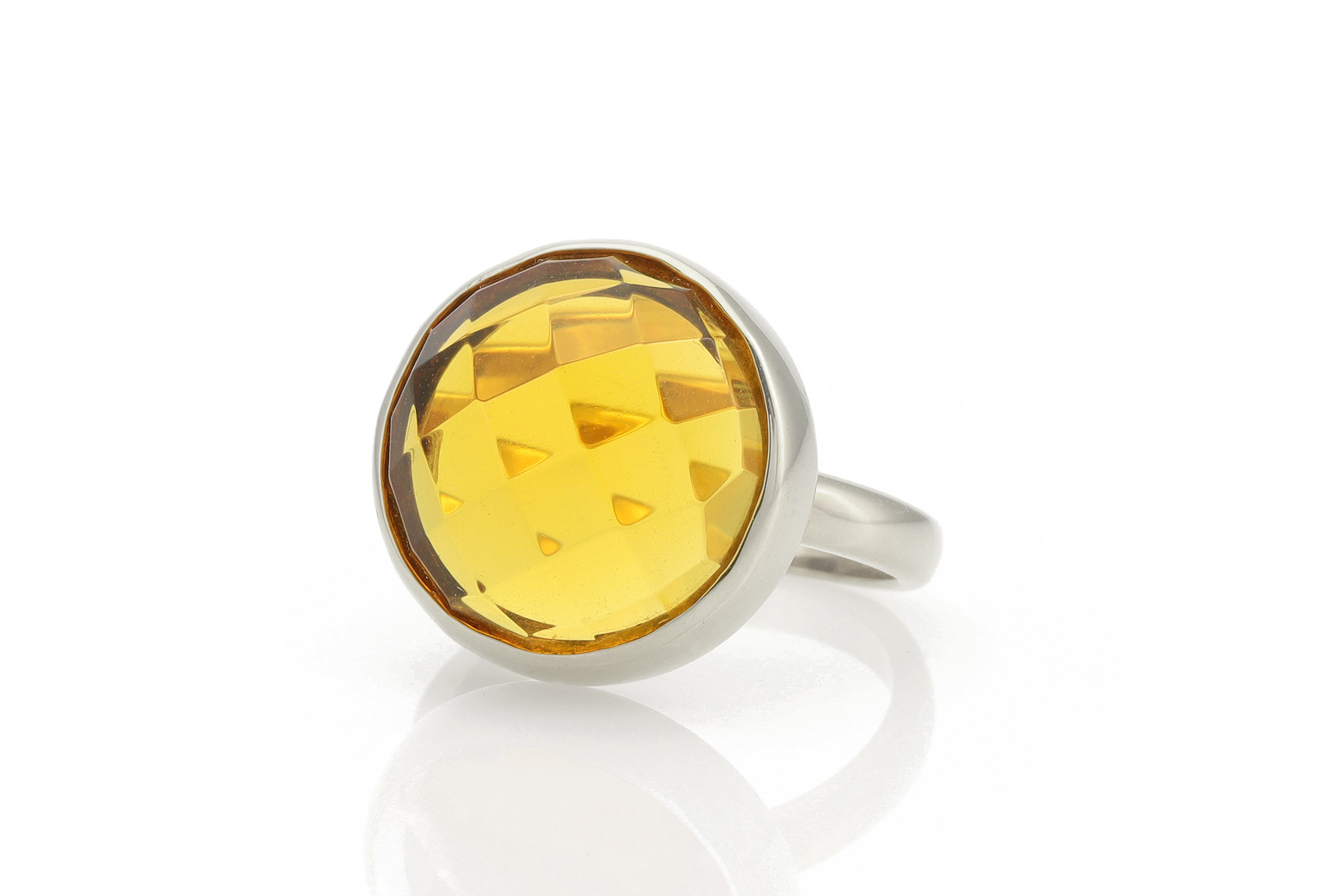 Round Citrine Bezel Ring in 14k Gold Rings Anemone Limited
