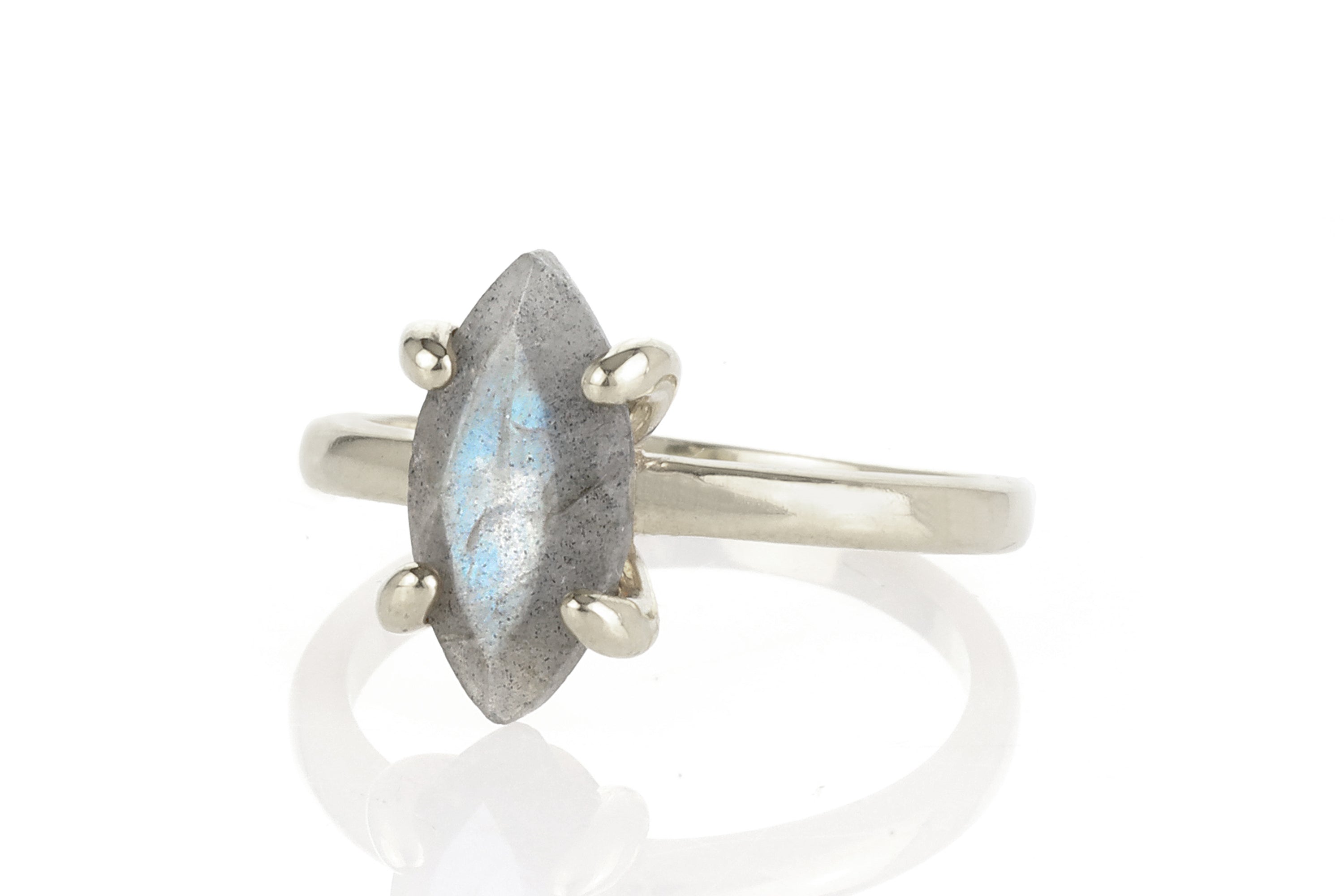 Solitaire Labradorite Ring in 925 Sterling Silver Rings Anemone Unique