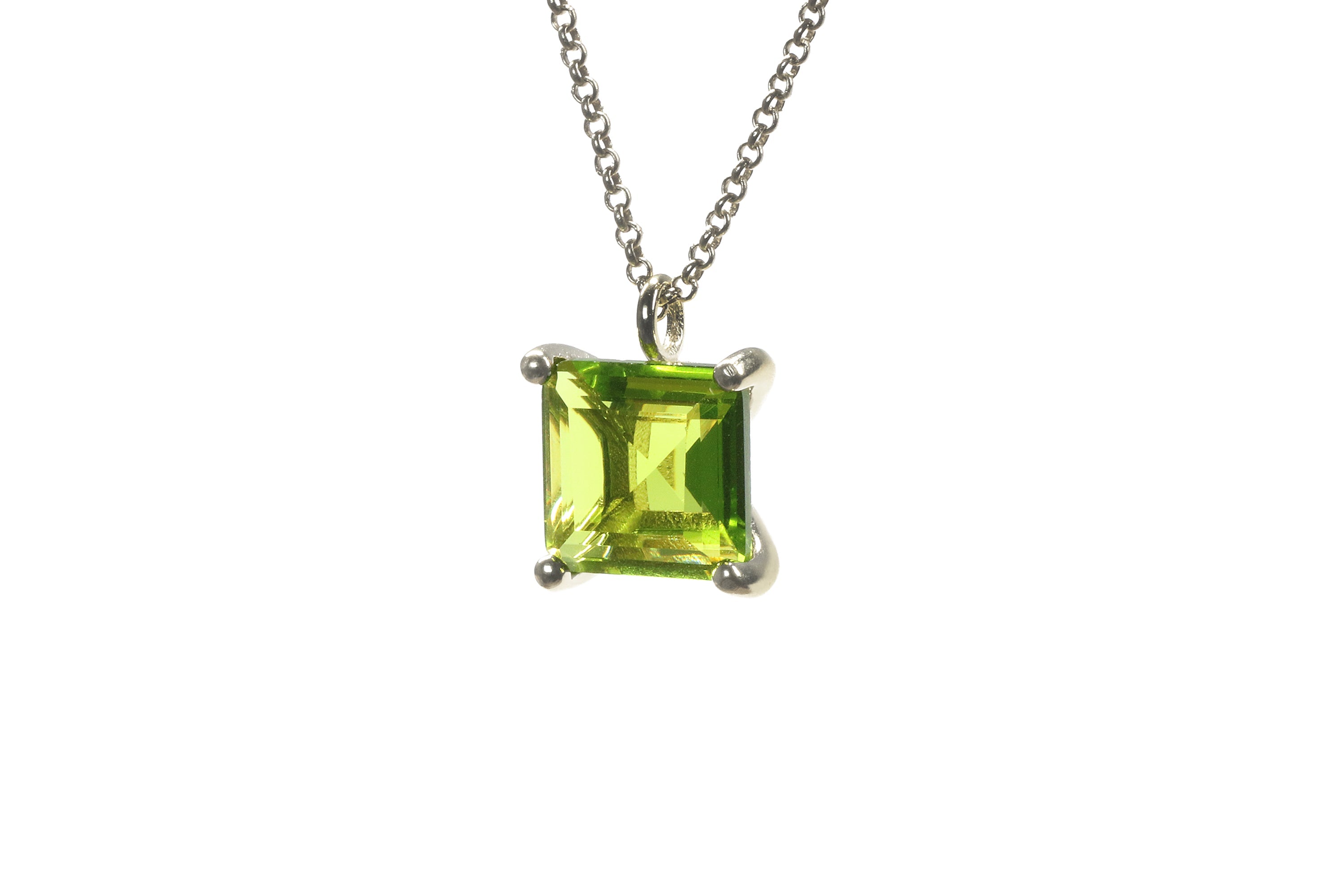 Artisanal Square Peridot Gold Necklace necklaces Anemone Unique