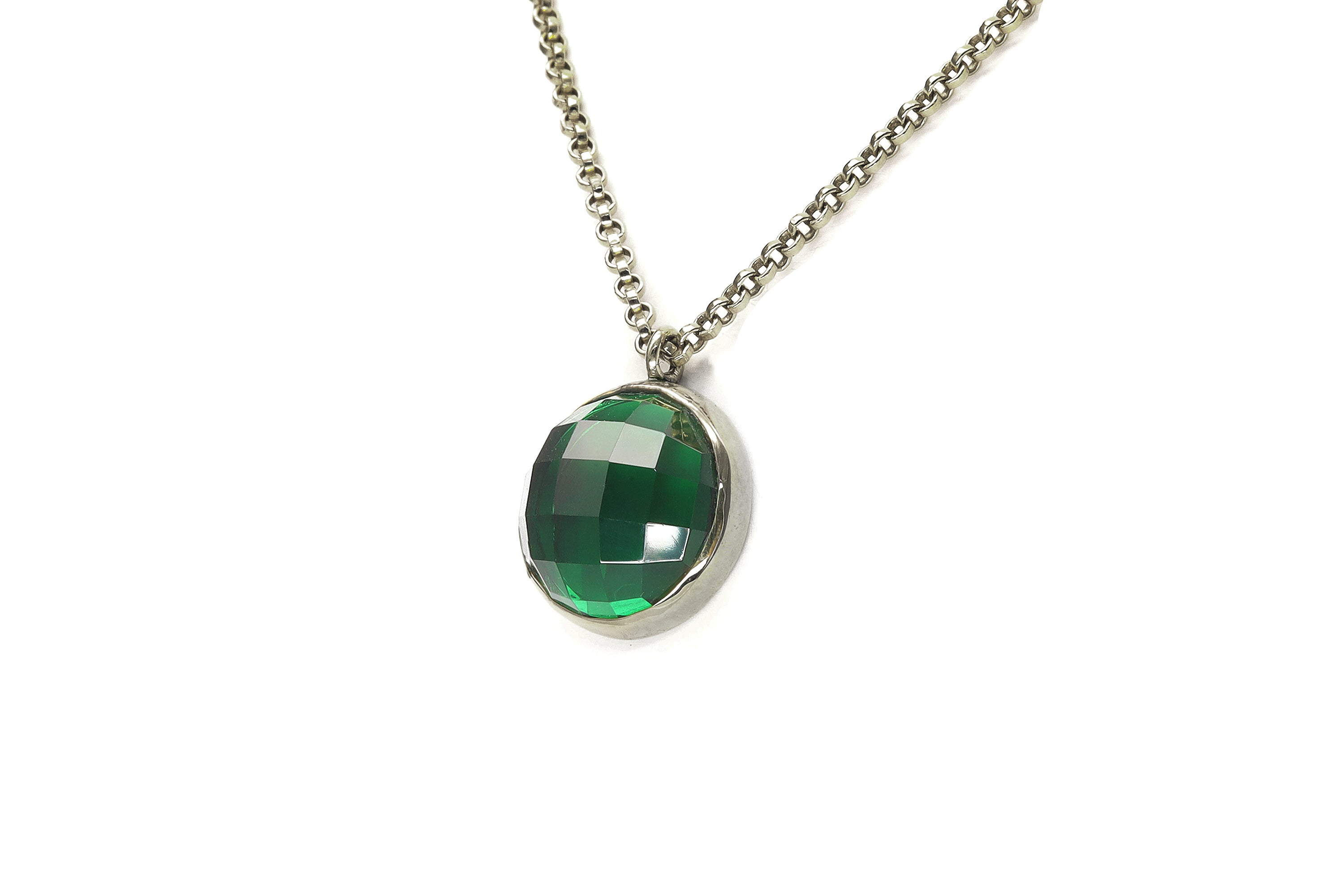 Bezel Set Gold Emerald Pendant Necklace necklaces Anemone Limited