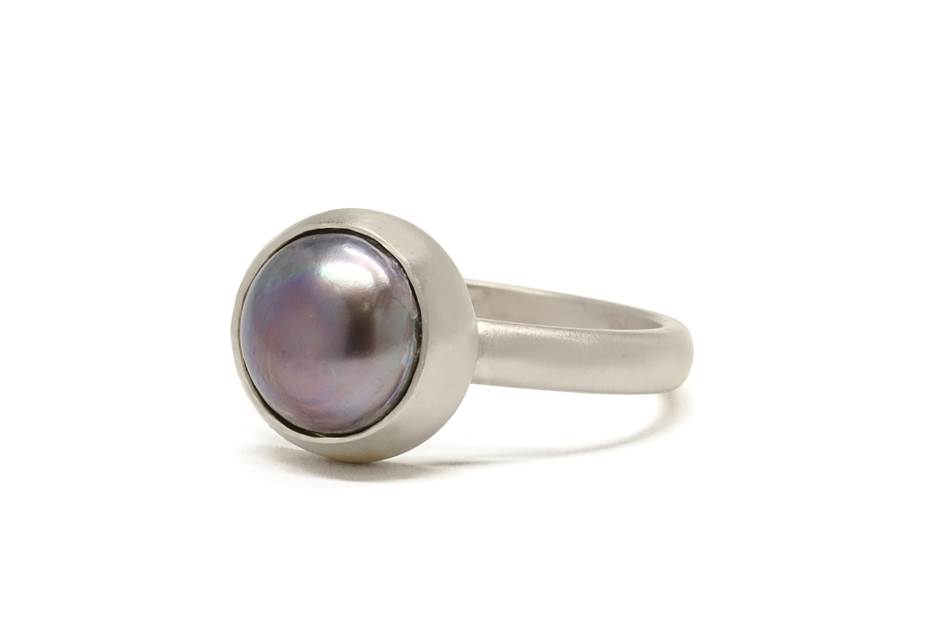 Black Pearl Round Bezel Set Gold Ring Rings Anemone Limited