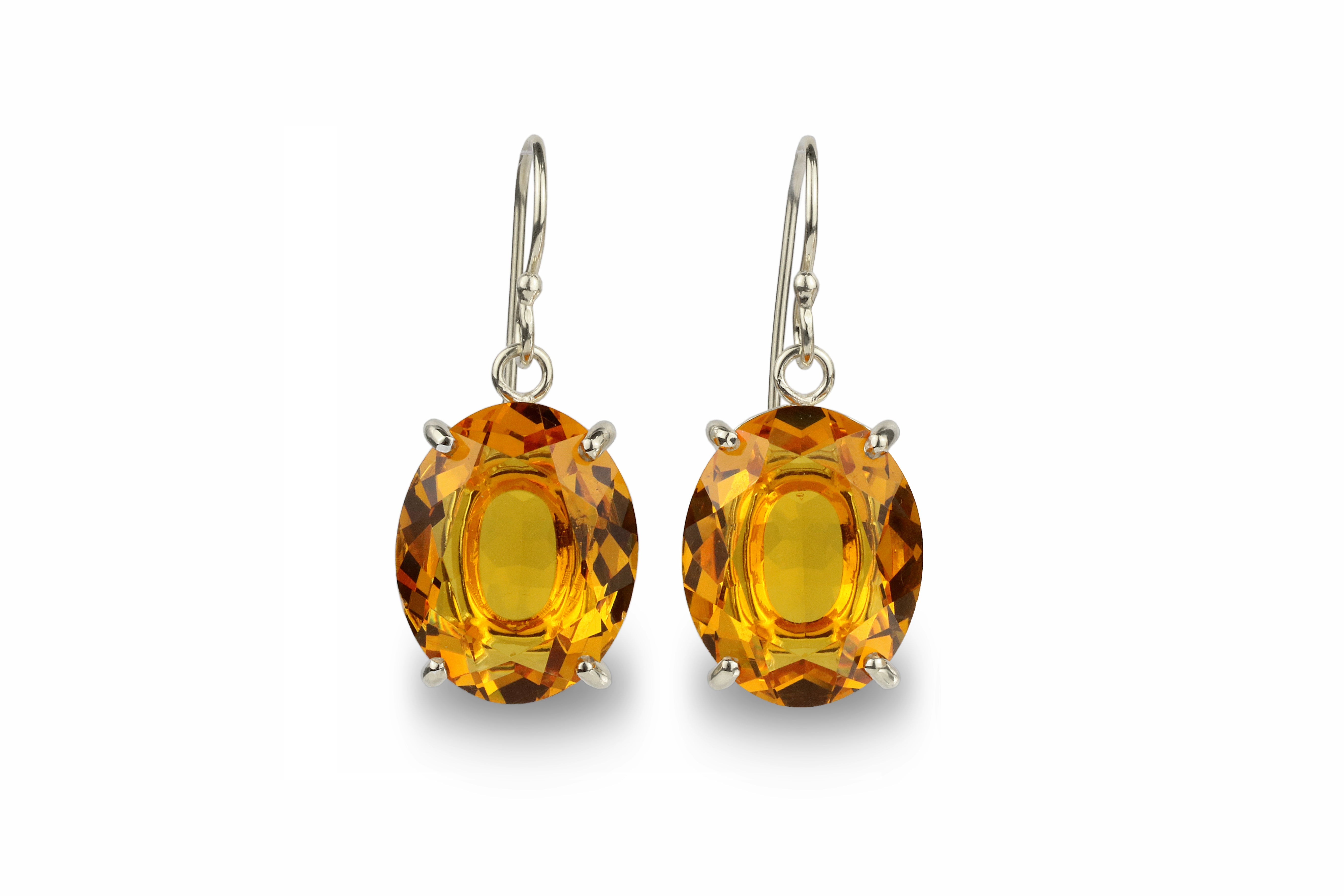Large Dangling 14k Gold Oval Citrine Earrings Earrings Anemone Jewelry