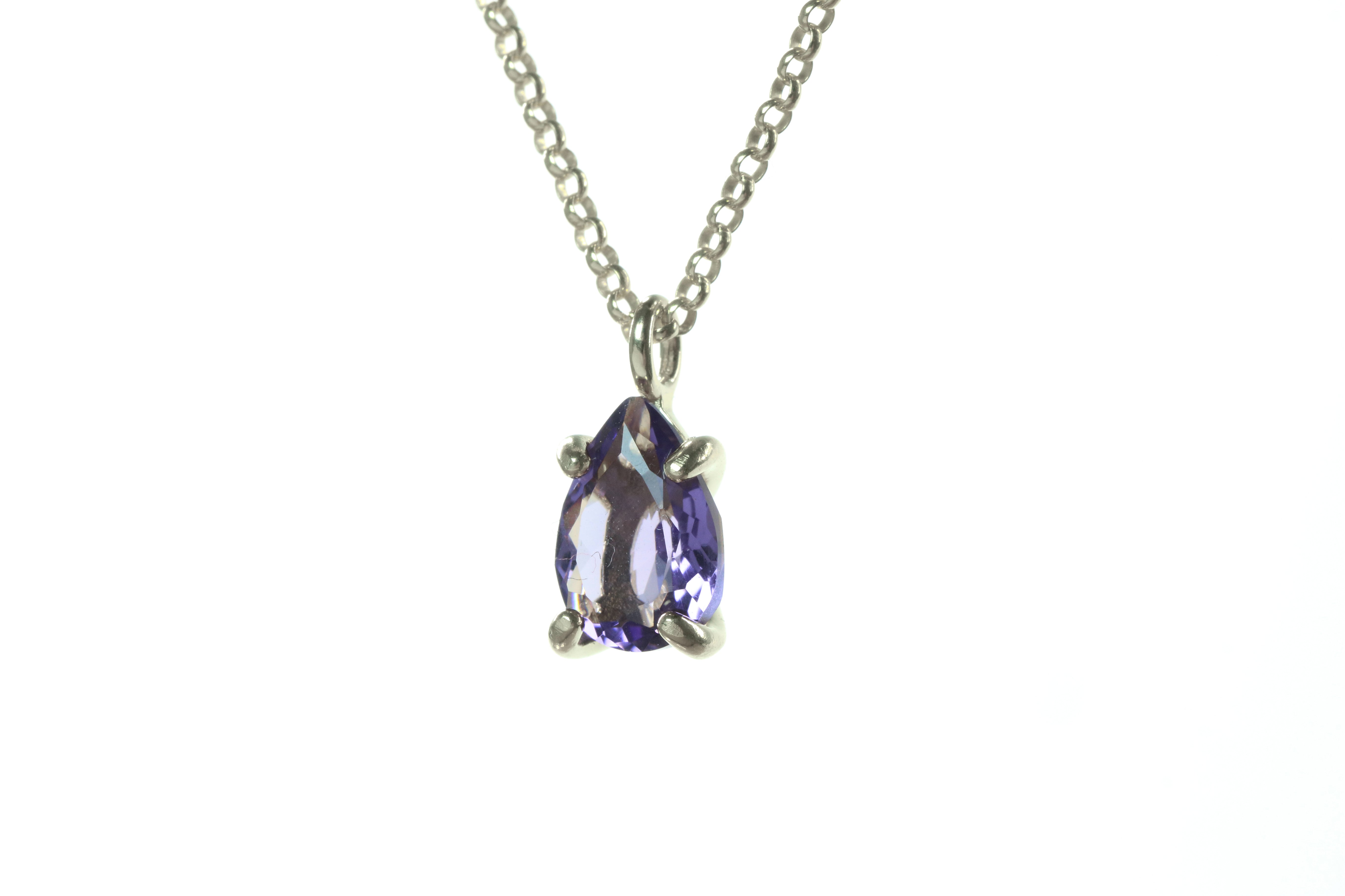 Unique Pear Amethyst Sterling Silver Necklace necklaces Anemone Unique