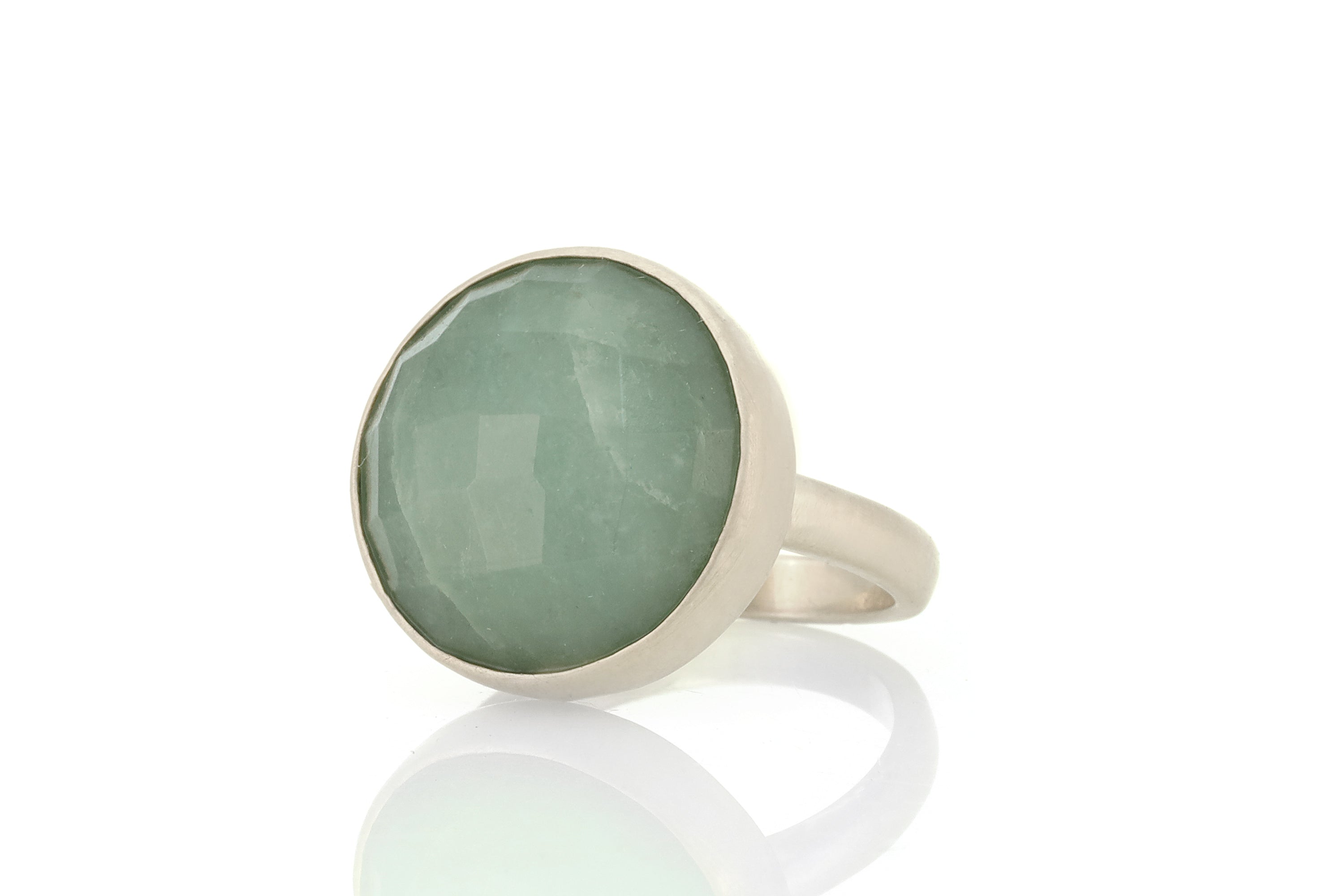 Aquamarine Round 16mm 14k Gold Ring Rings Anemone Limited