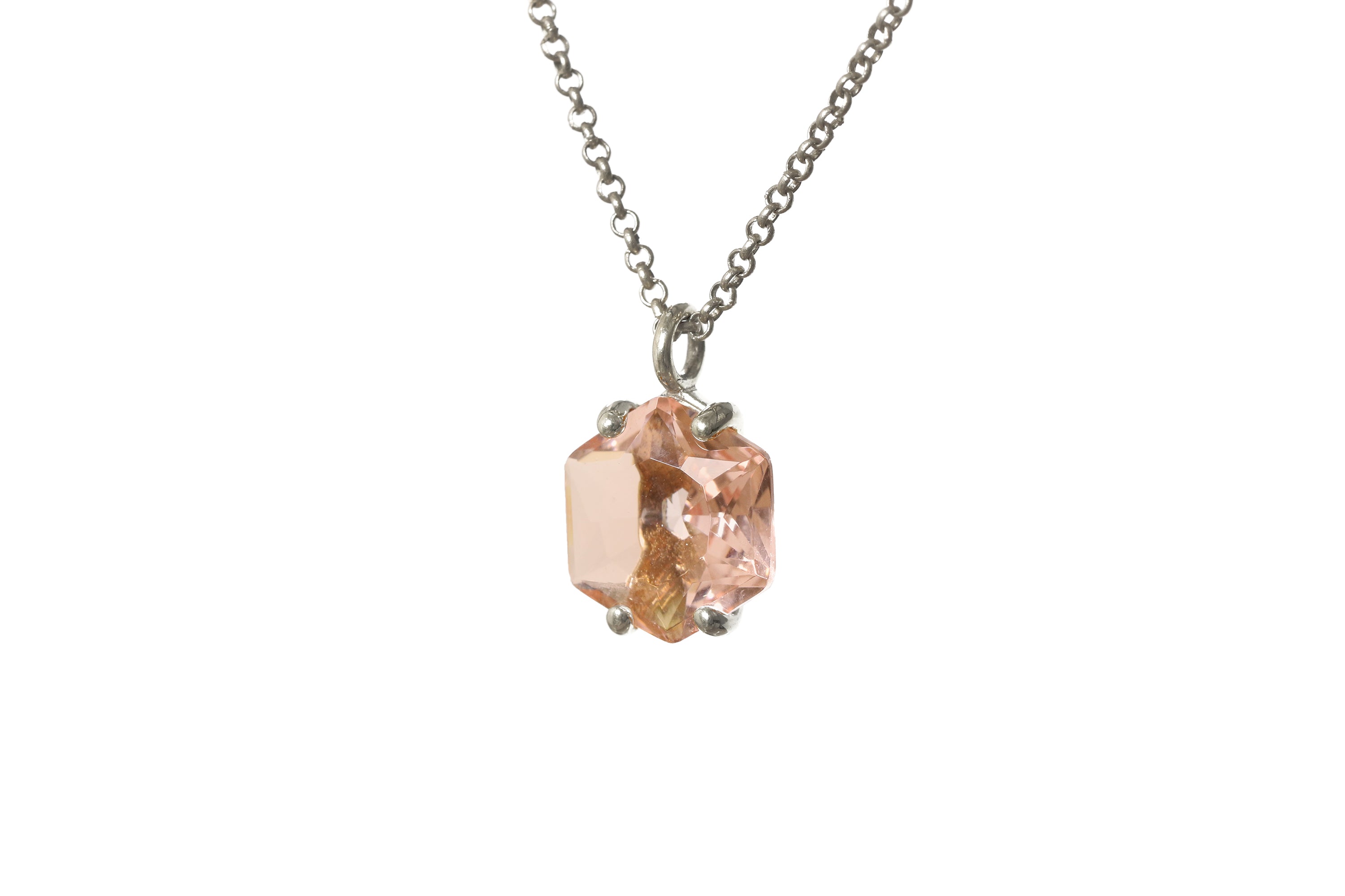 Amazing Hexagon Morganite Gold Necklace necklaces Anemone Unique