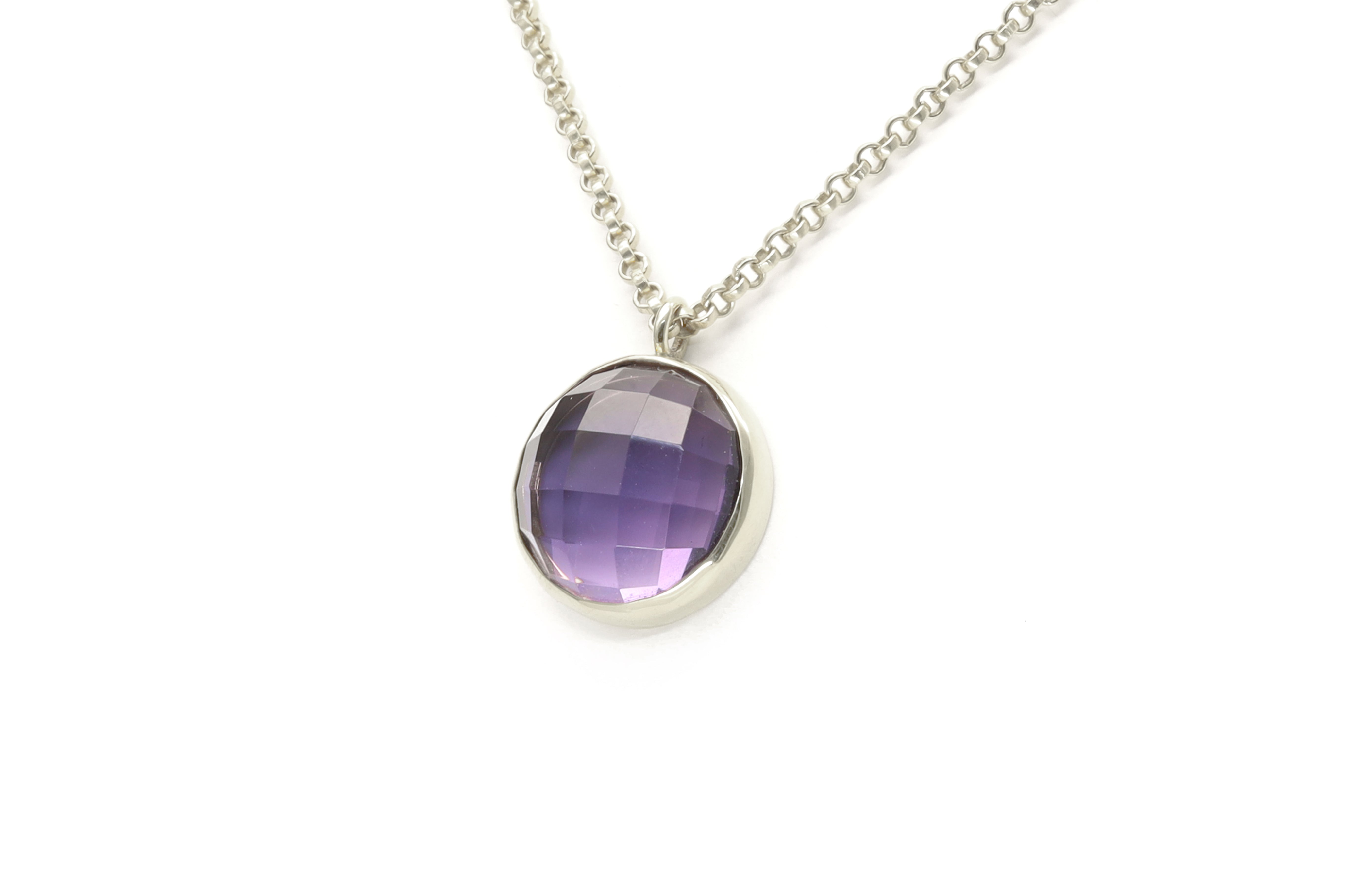 925 Sterling Silver Amethyst Bezel Set Pendant necklaces Anemone Limited