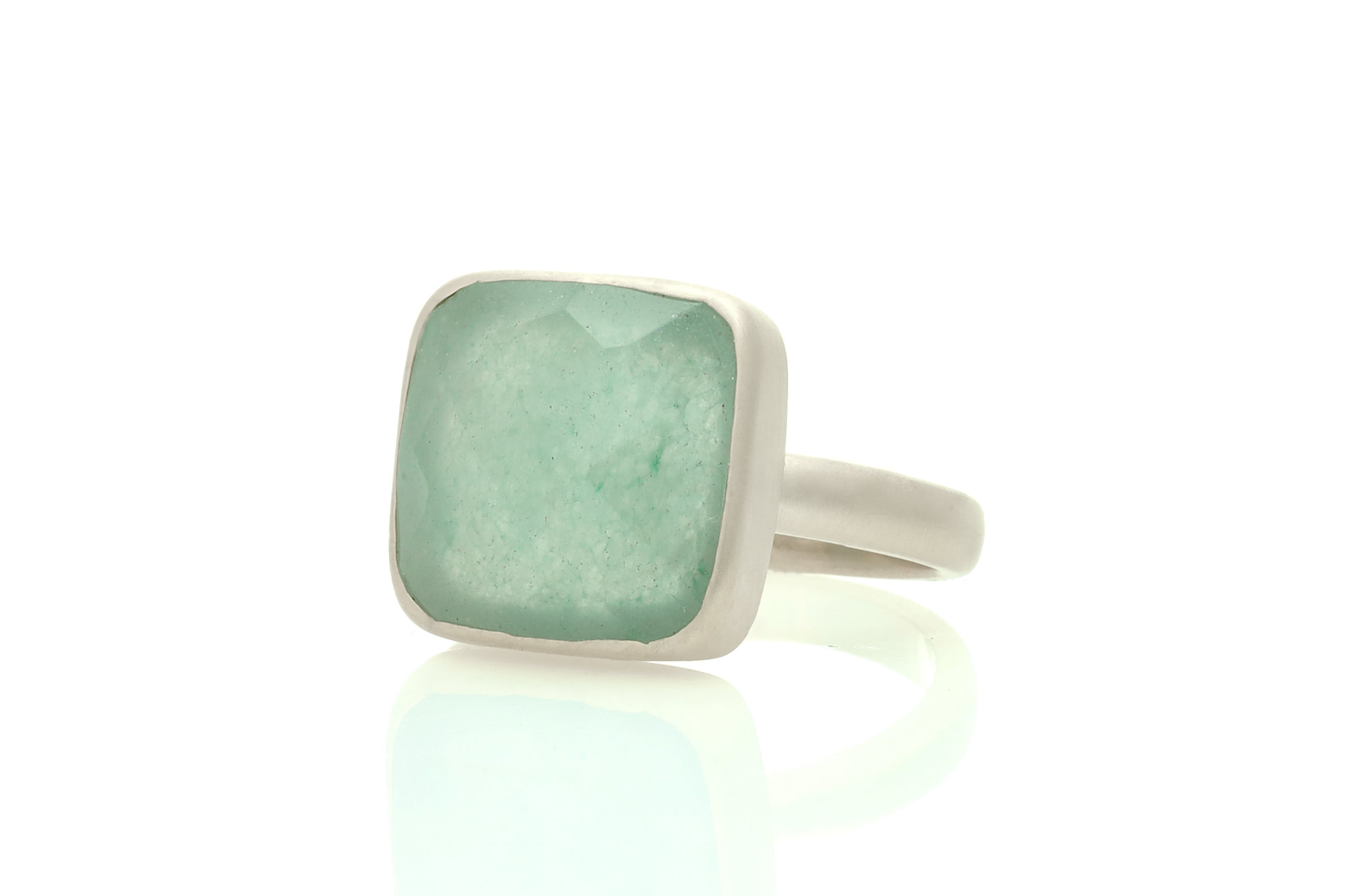 Green Aventurine Square Cut Gold Ring Rings Anemone Limited