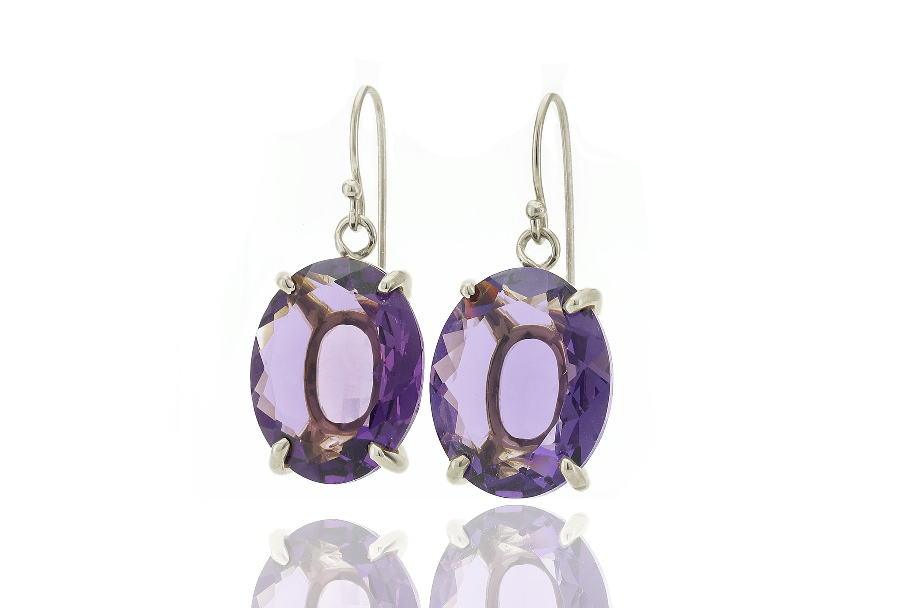 Amethyst Gold Oval Dangle Earrings for Women Earrings Anemone Jewelry