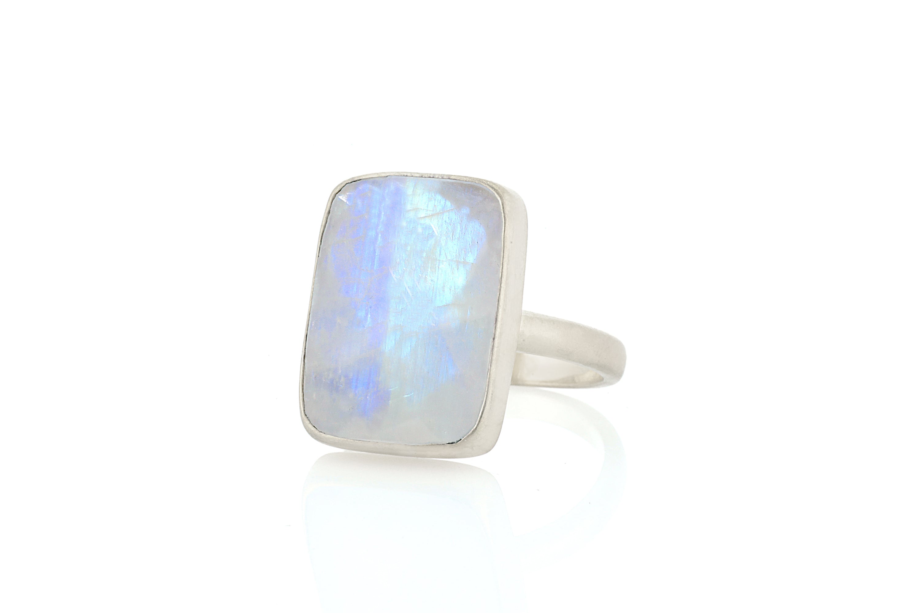 Gold Rectangle Rainbow Moonstone Ring Rings Anemone Limited
