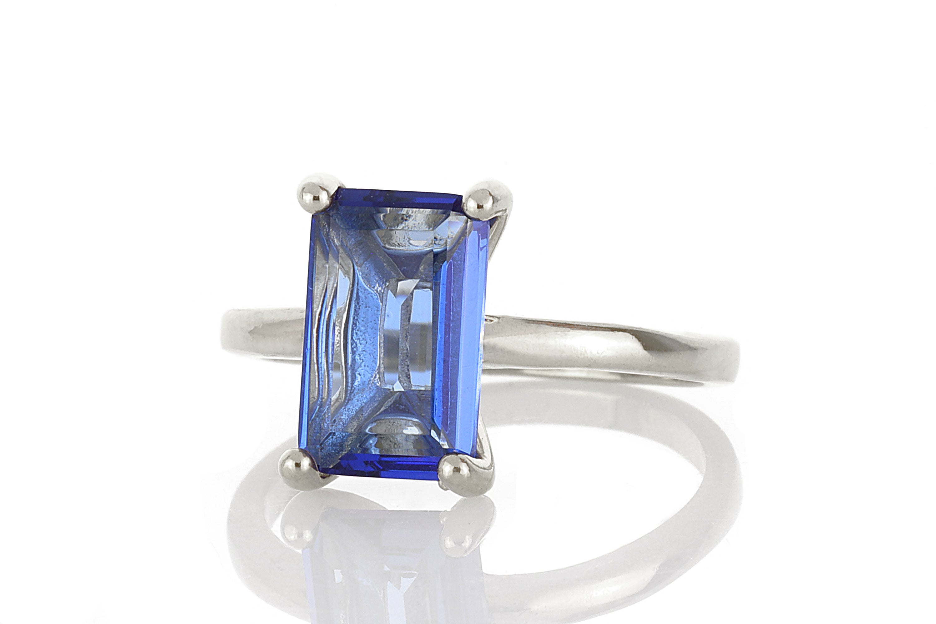 Sapphire Sterling Silver Rectangle Ring Rings Anemone Unique