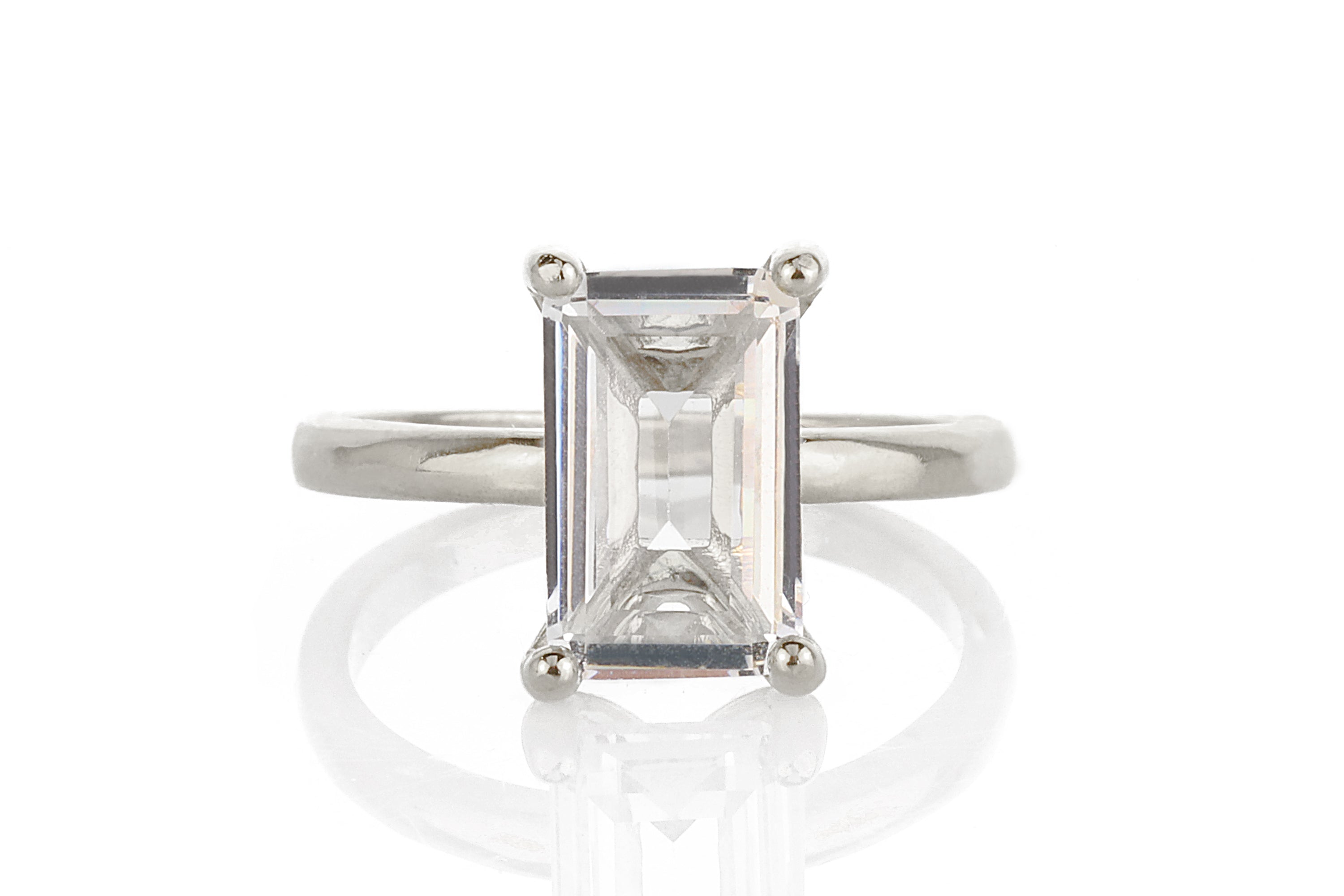 Crystal Quartz Rectangle Ring in Sterling Silver Rings Anemone Unique