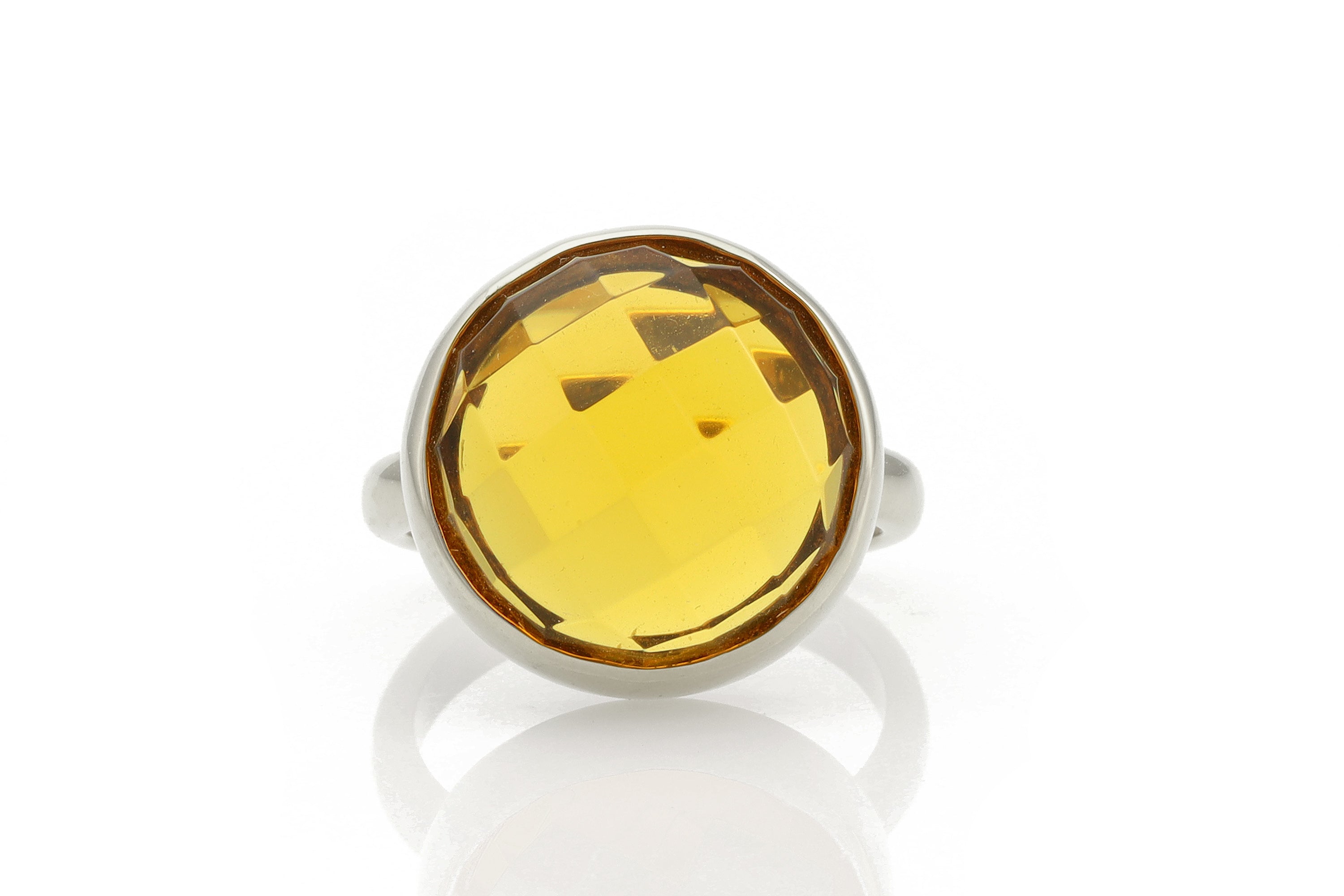 925 Sterling Silver Citrine Statement Bezel Set Ring Rings Anemone Limited