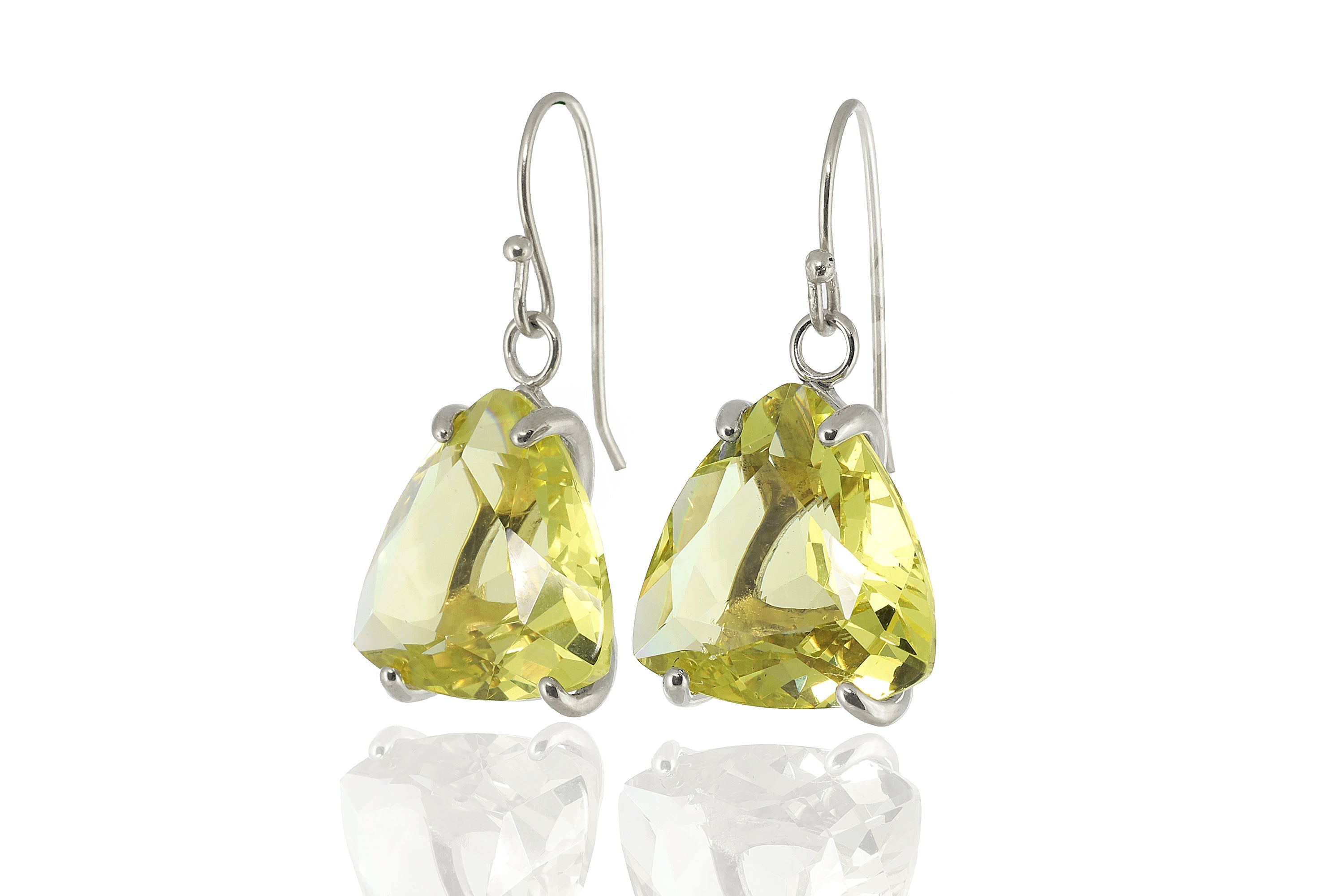 Trillion Cut Lemon Quartz Sterling Silver Earrings Earrings Anemone Jewelry