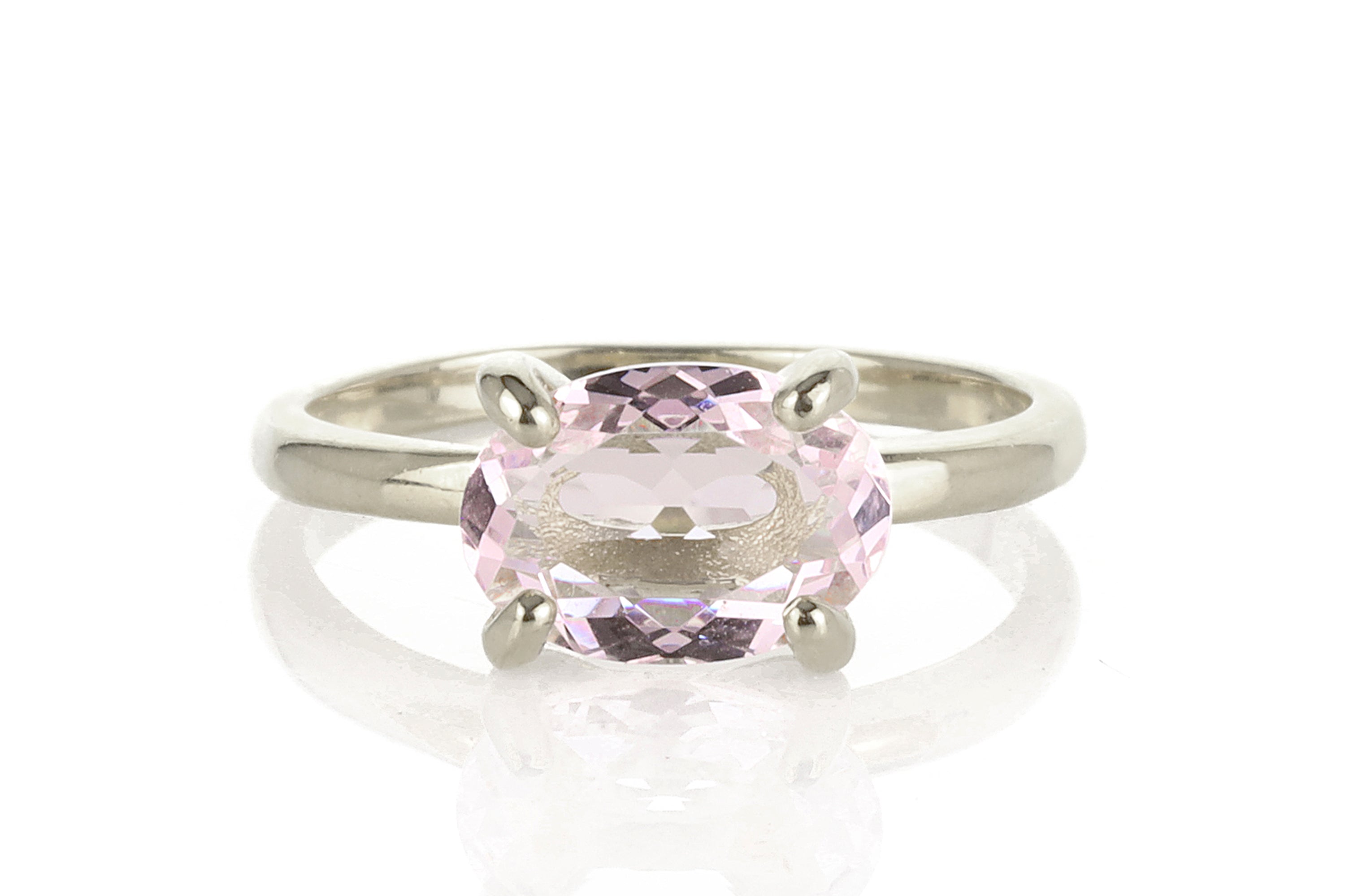 Silver Rose Quartz Oval Engagement Ring Rings Anemone Unique