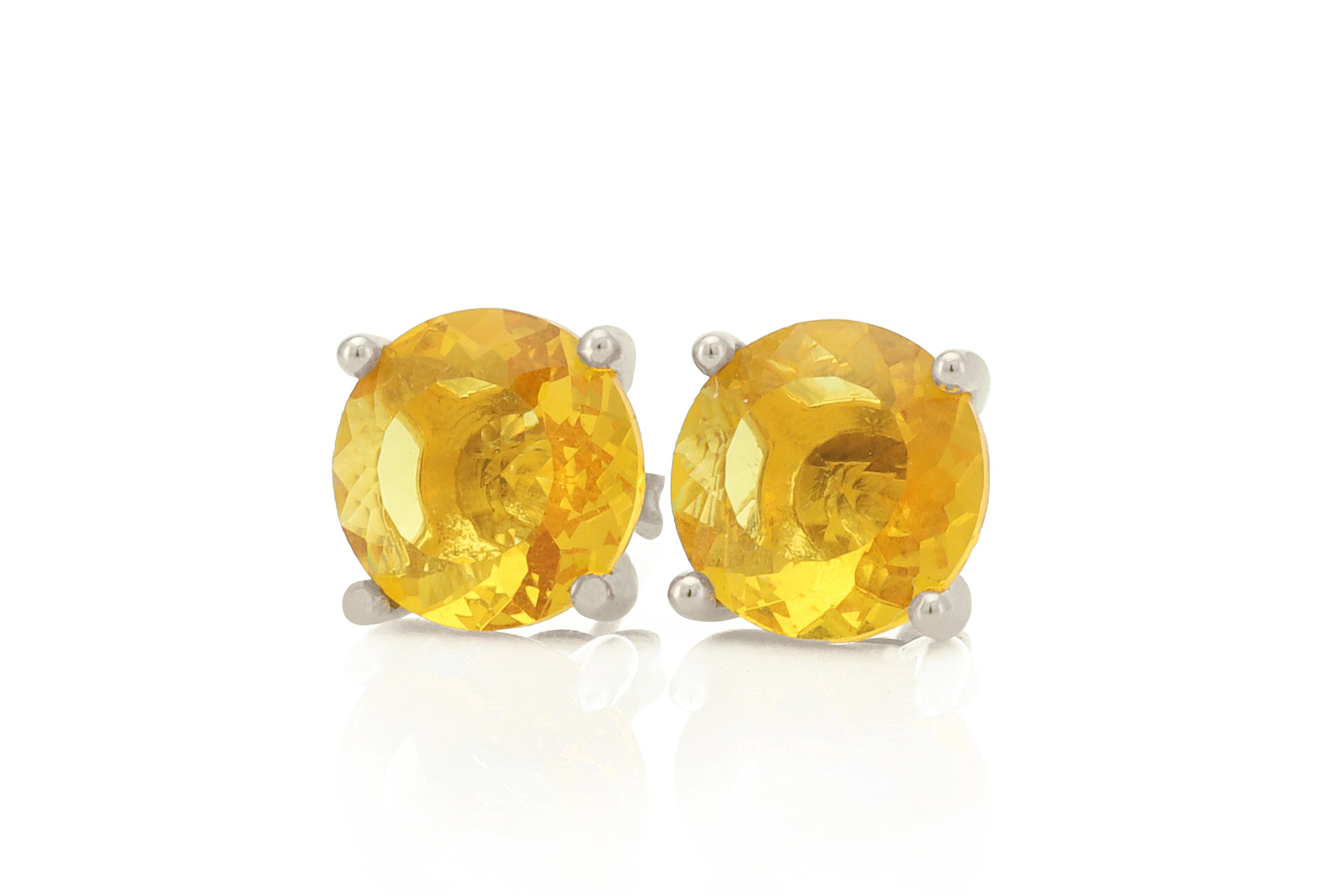 Round Citrine Earrings in Silver Studs Earrings Anemone Unique