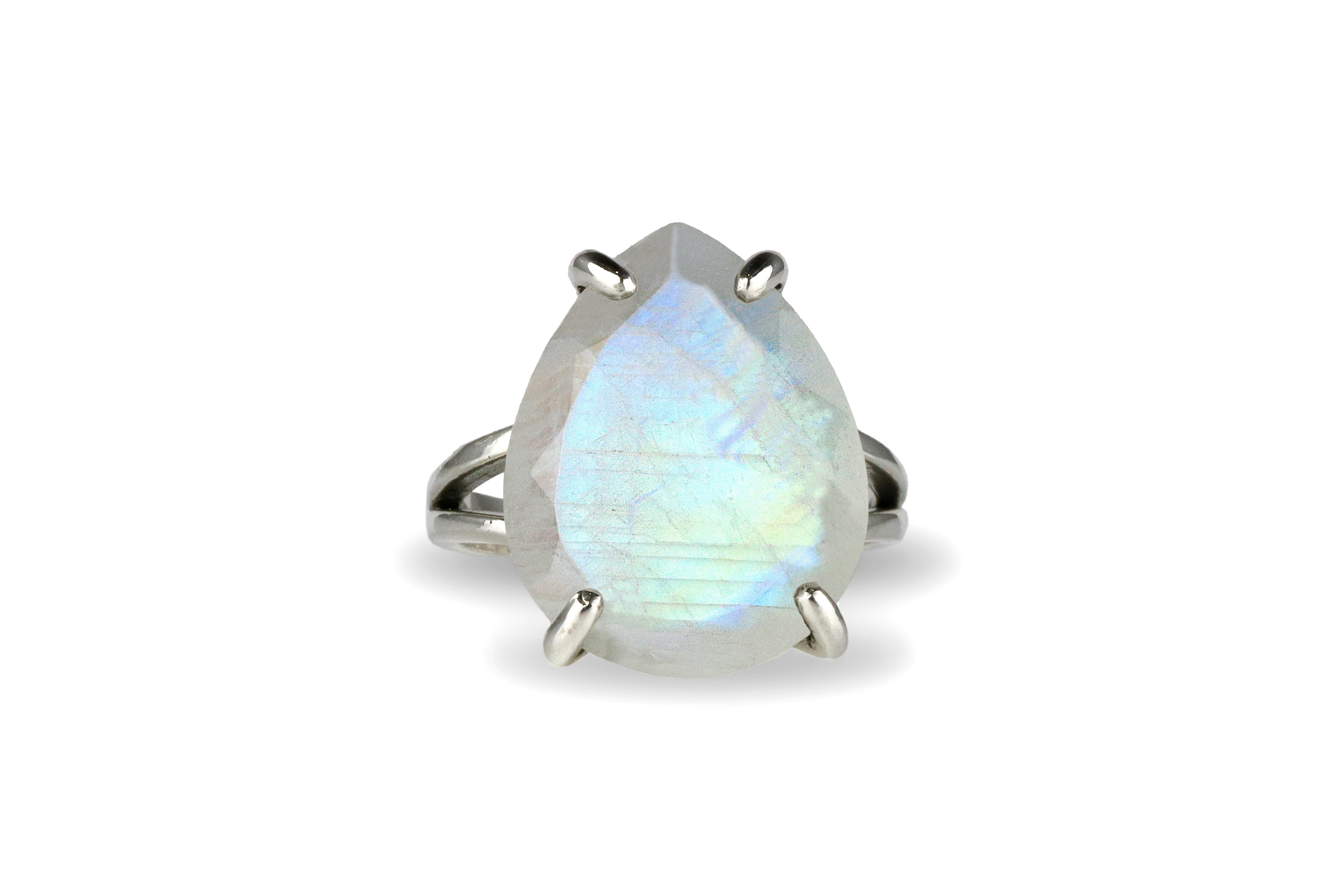 Luminescent Moonstone 925 Sterling Silver Ring Rings Anemone Jewelry