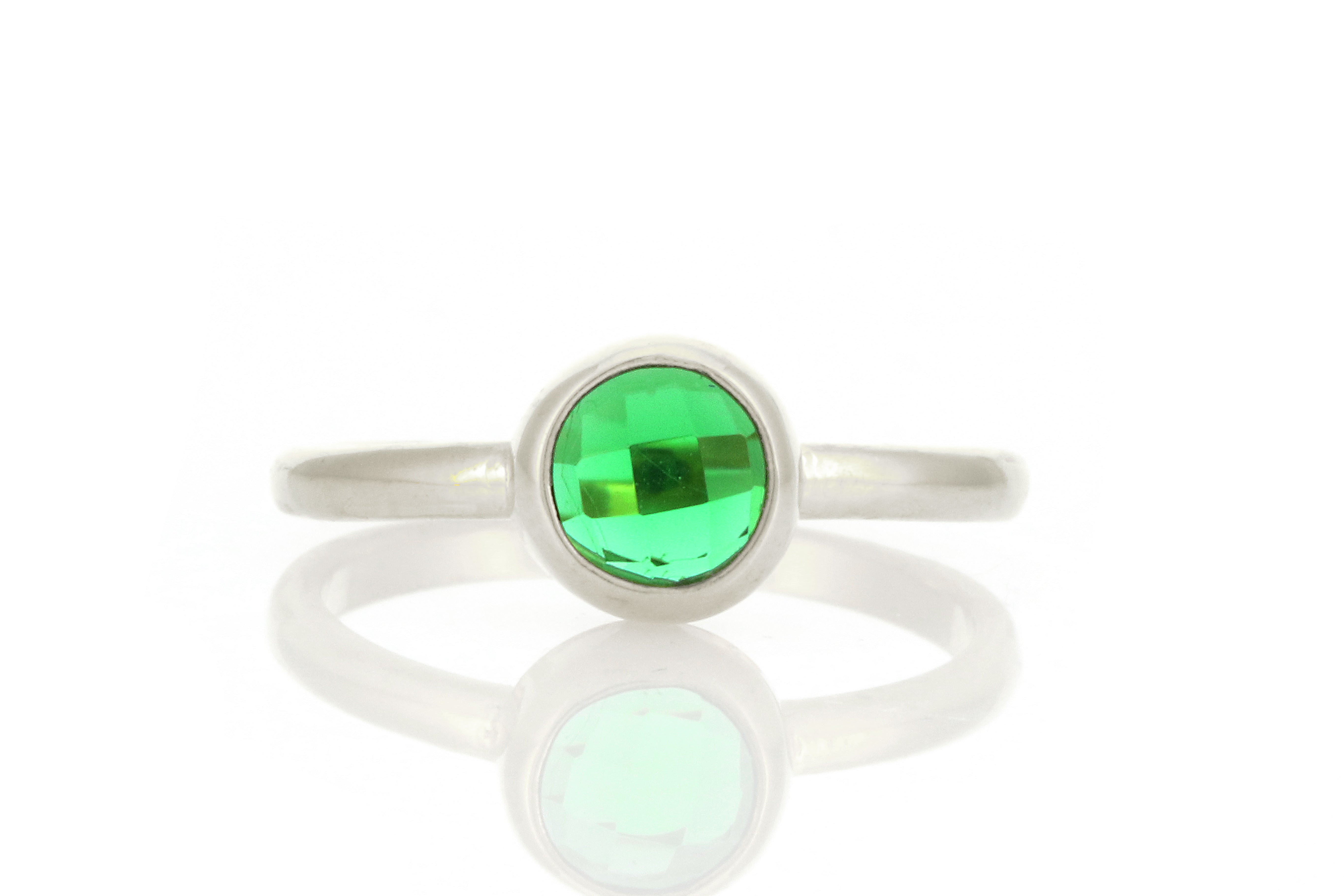 925 Sterling Silver Emerald Bezel Set Ring Rings Anemone Limited