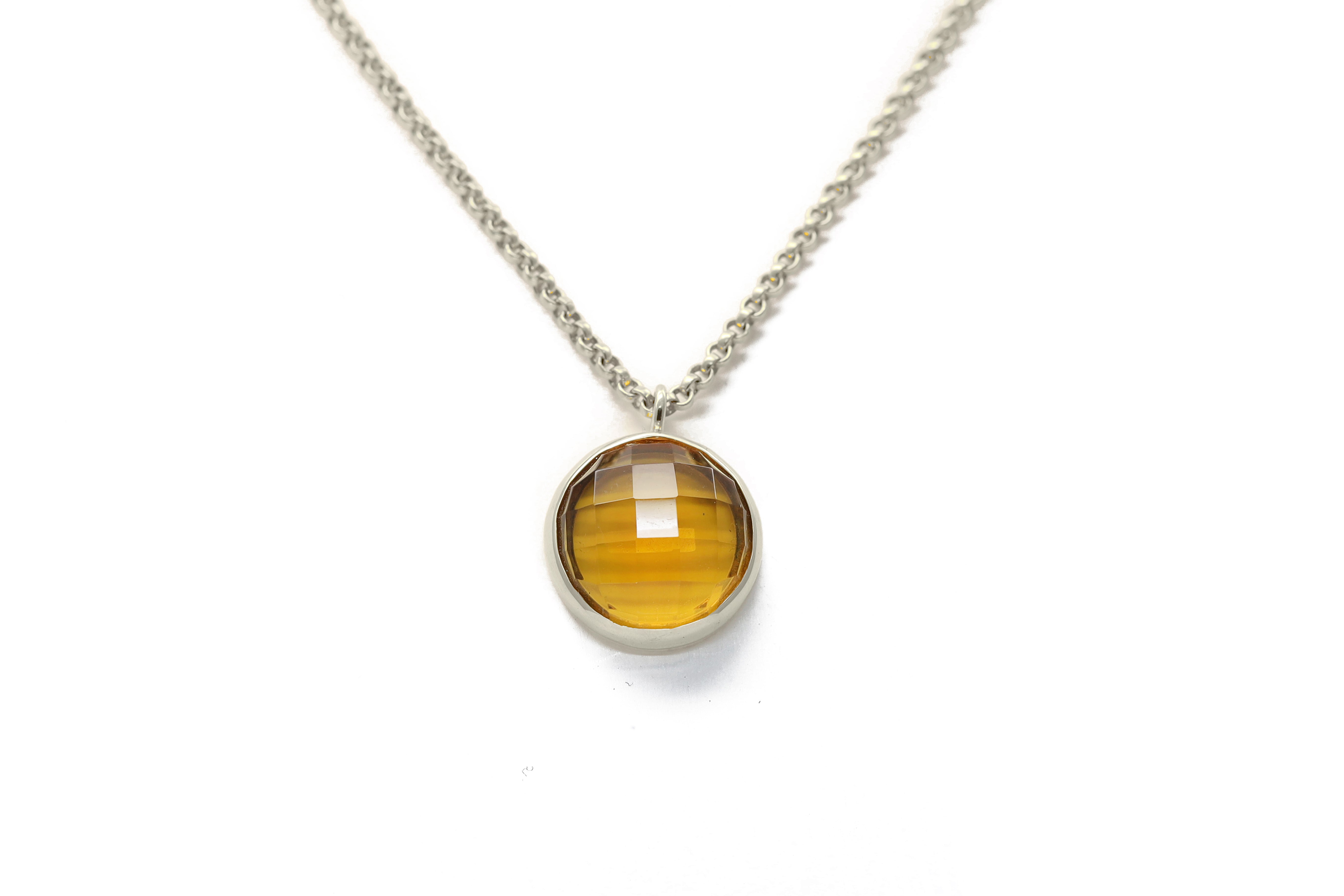 Lustrous Citrine Statement Silver Bezel Set Necklace necklaces Anemone Limited