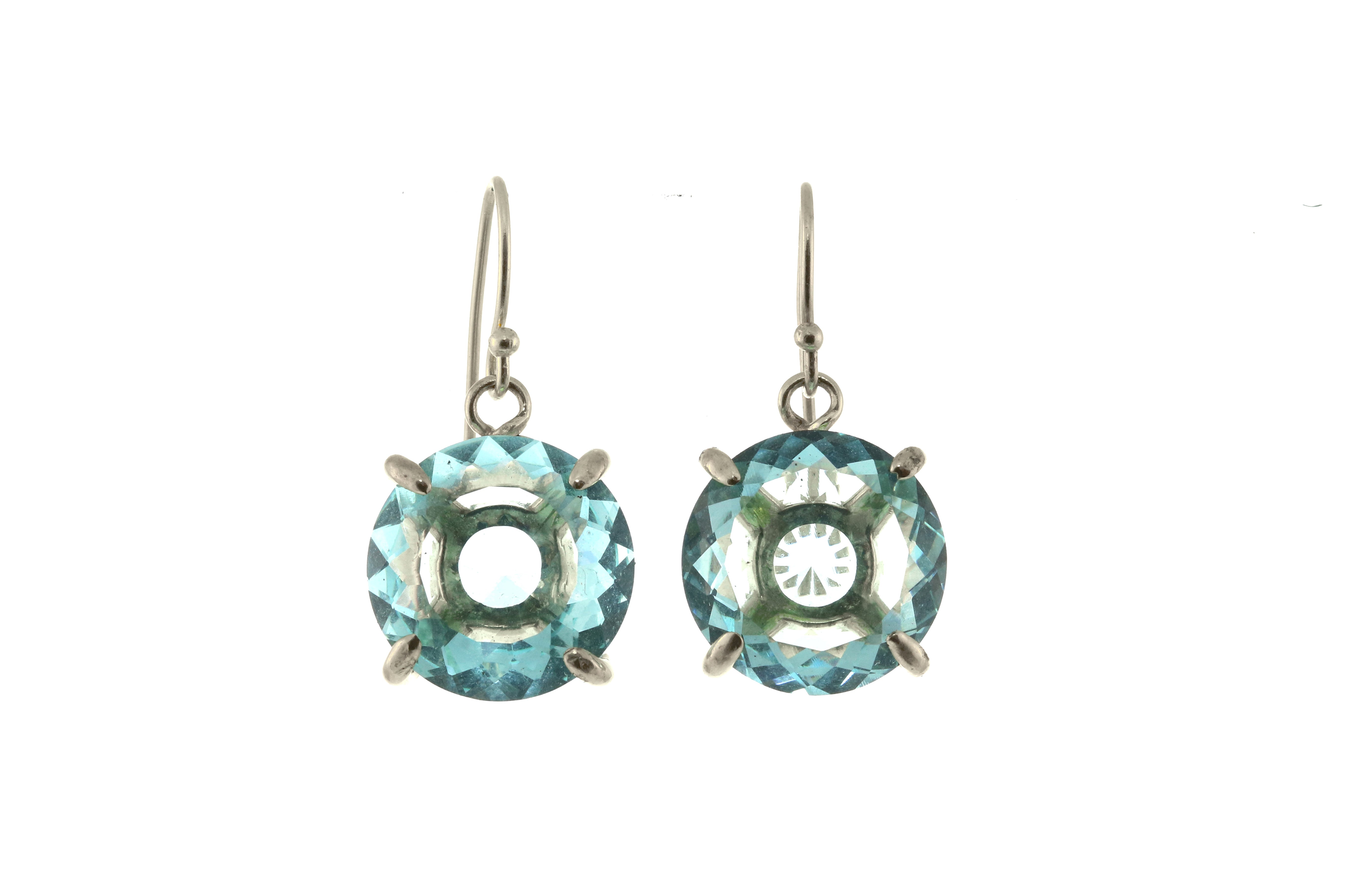 Round Blue Topaz Earrings in Sterling Silver Earrings Anemone Jewelry