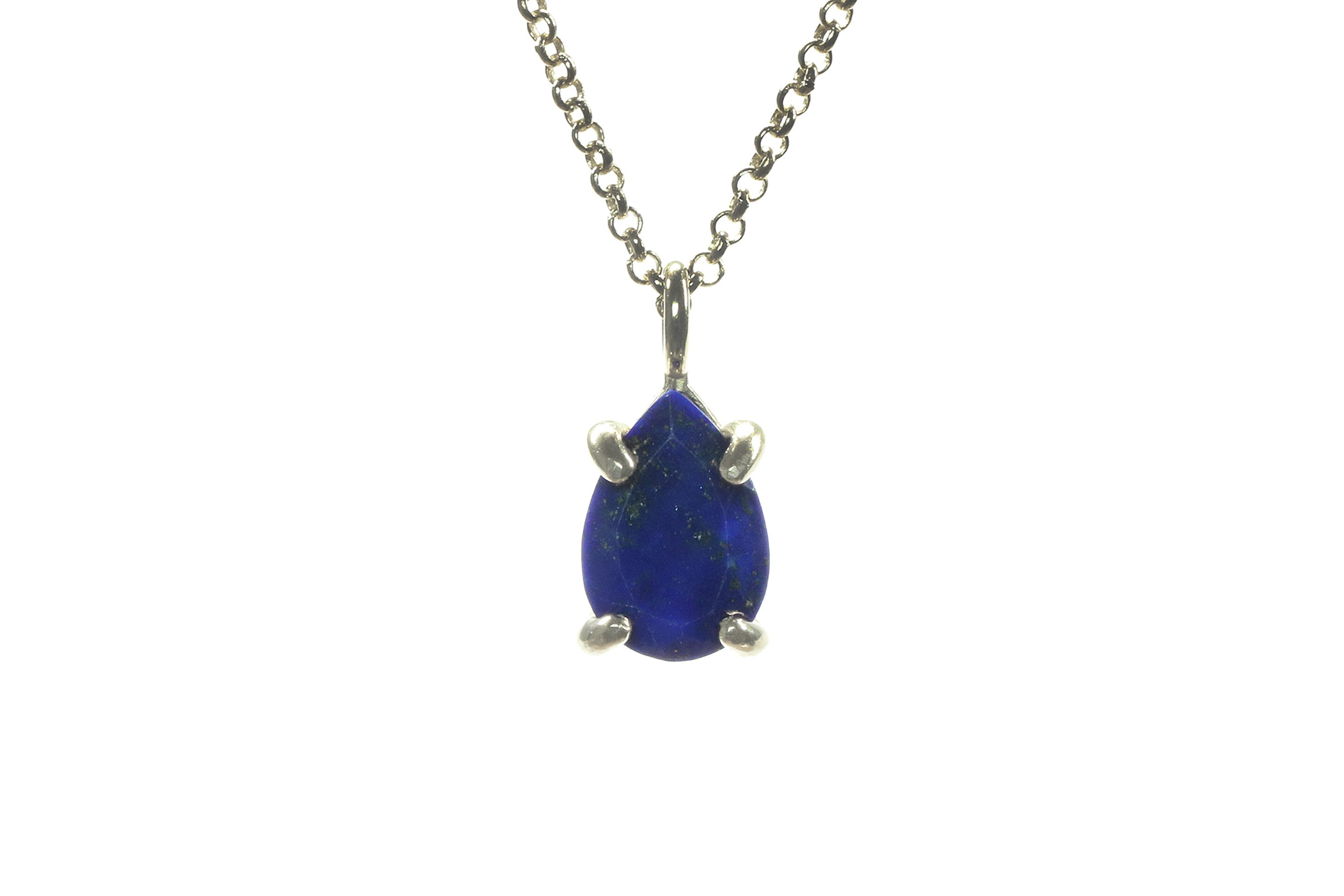 Pear Lapis Lazuli Sterling Silver Necklace necklaces Anemone Unique