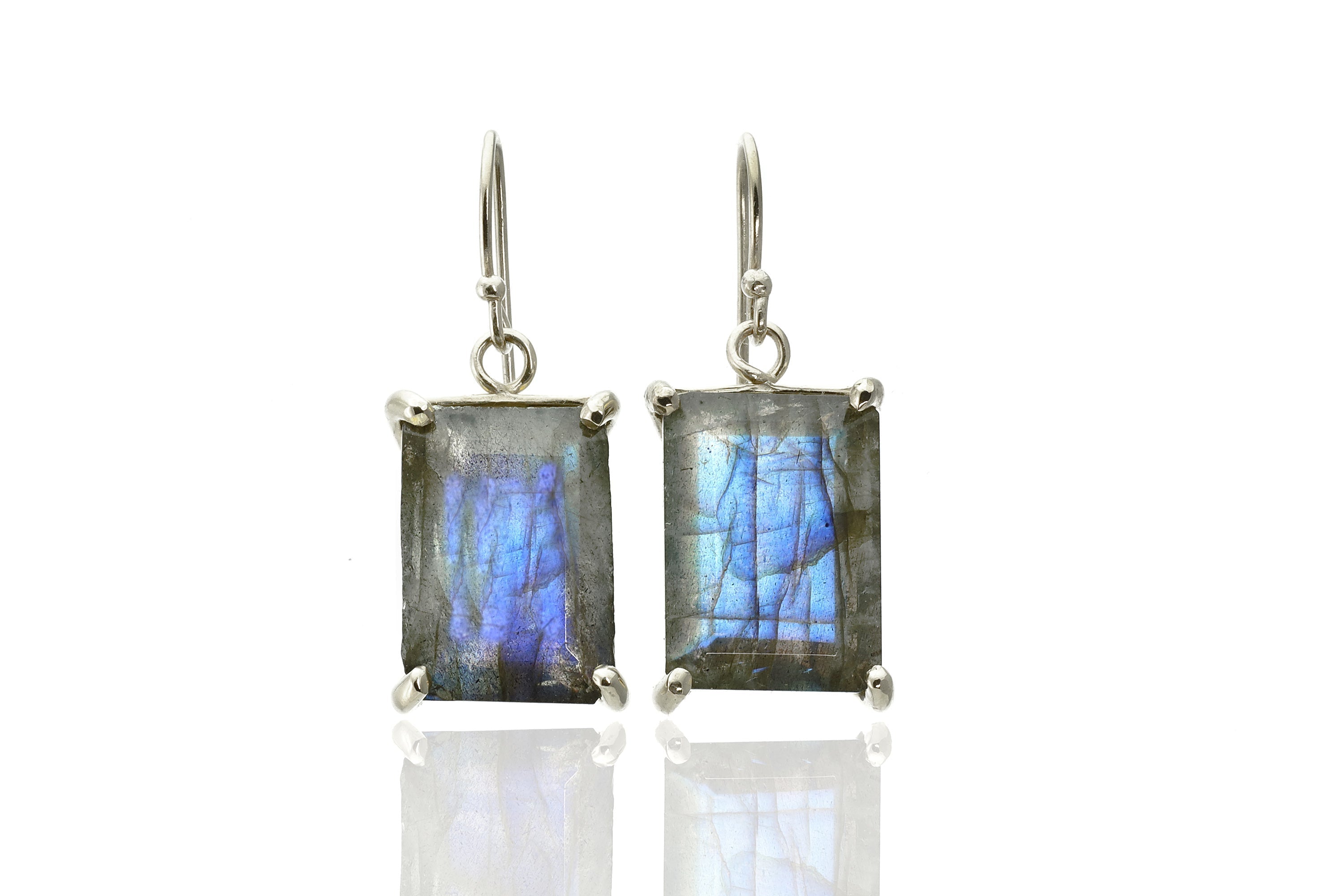 Sterling Silver Bridal Long Labradorite Dangle Earrings Earrings Anemone Jewelry