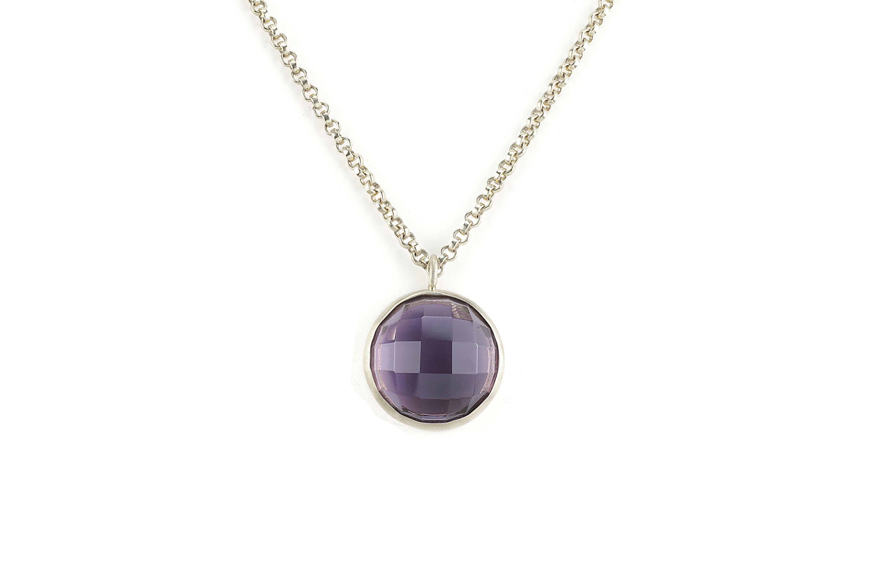Classic Bezel Set Amethyst Pendant Necklace necklaces Anemone Limited