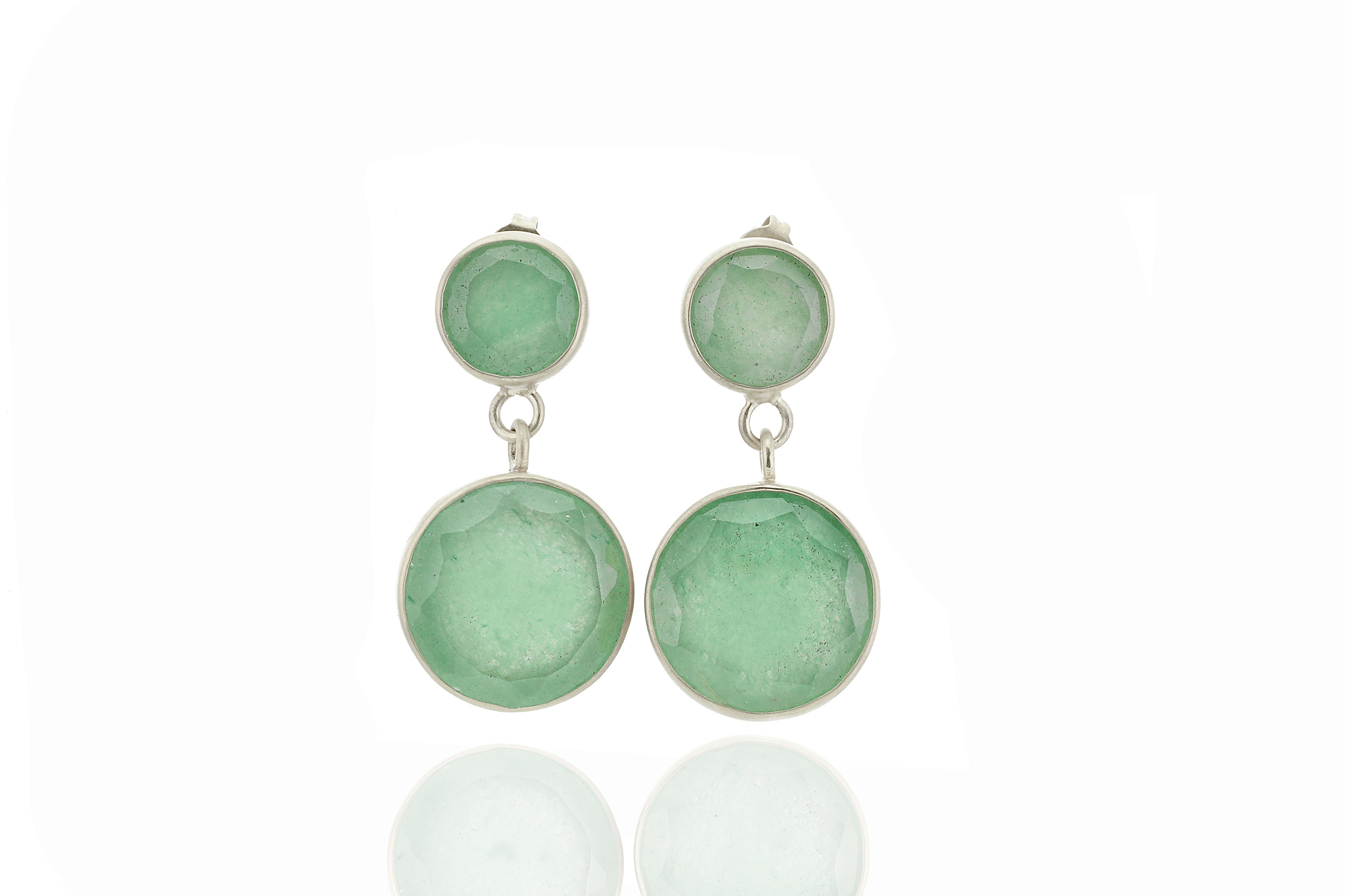 Gold Bezel Round Aventurine Earrings Earrings Anemone Limited