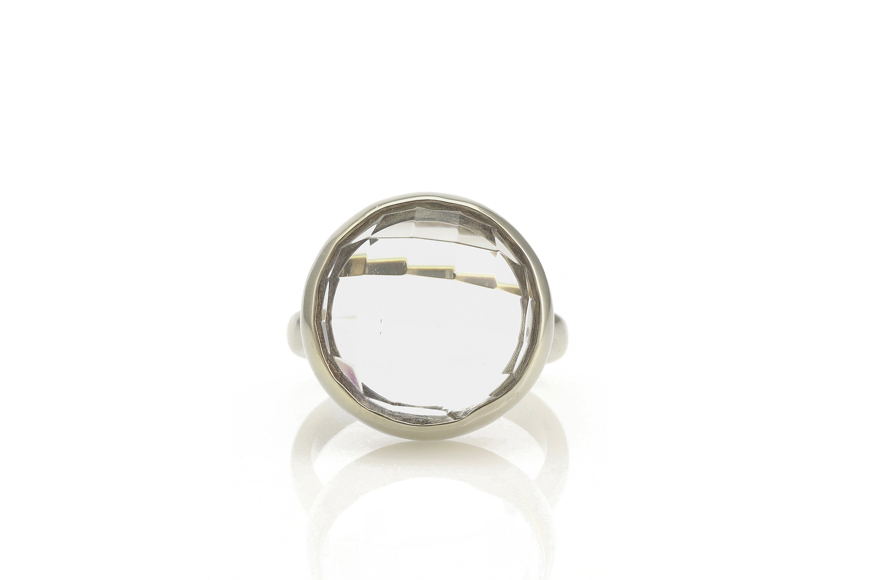 Simple Statement Clear Crystal Quartz Bezel Set Ring Rings Anemone Limited