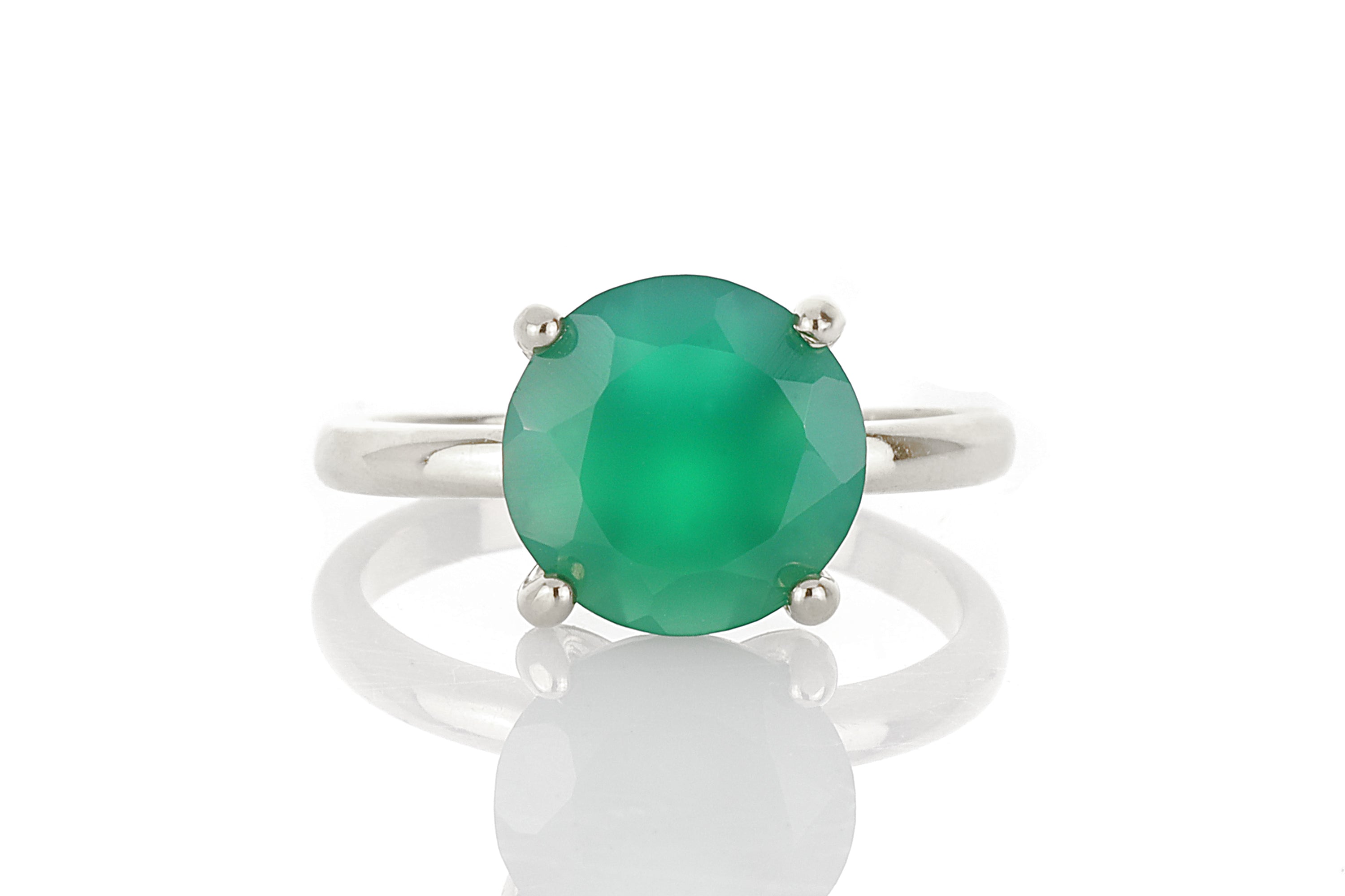 Sterling Silver Green Onyx Ring Rings Anemone Unique