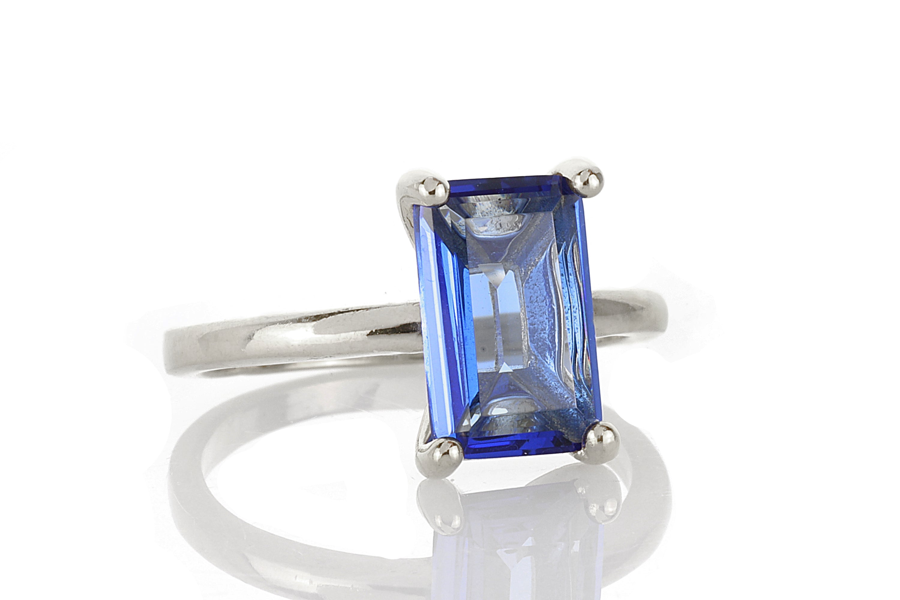 Sapphire Sterling Silver Rectangle Ring Rings Anemone Unique
