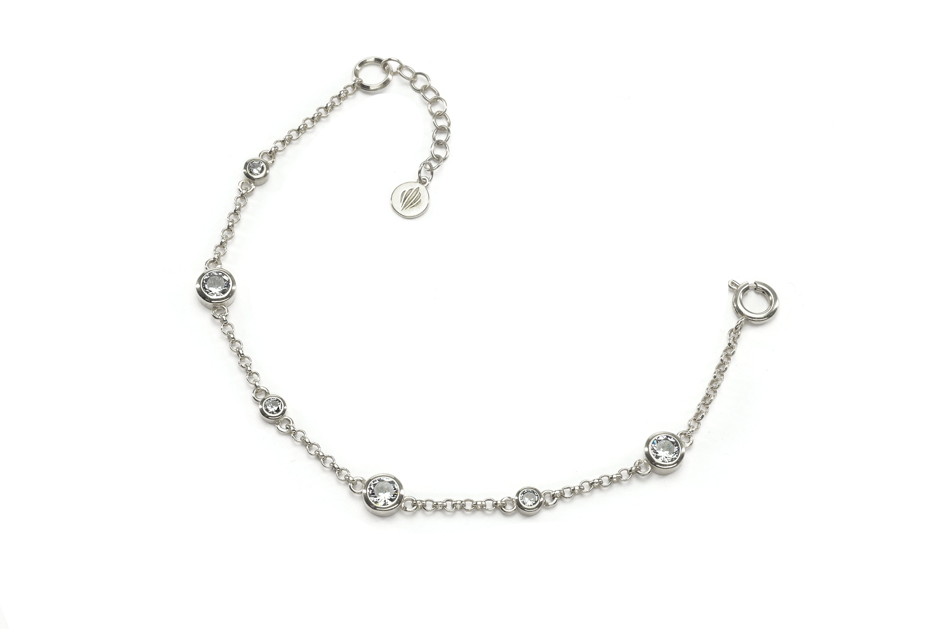 Minimalist Gold Chain Bracelet with Cubic Zirconia Charms Bracelets Anemone Unique